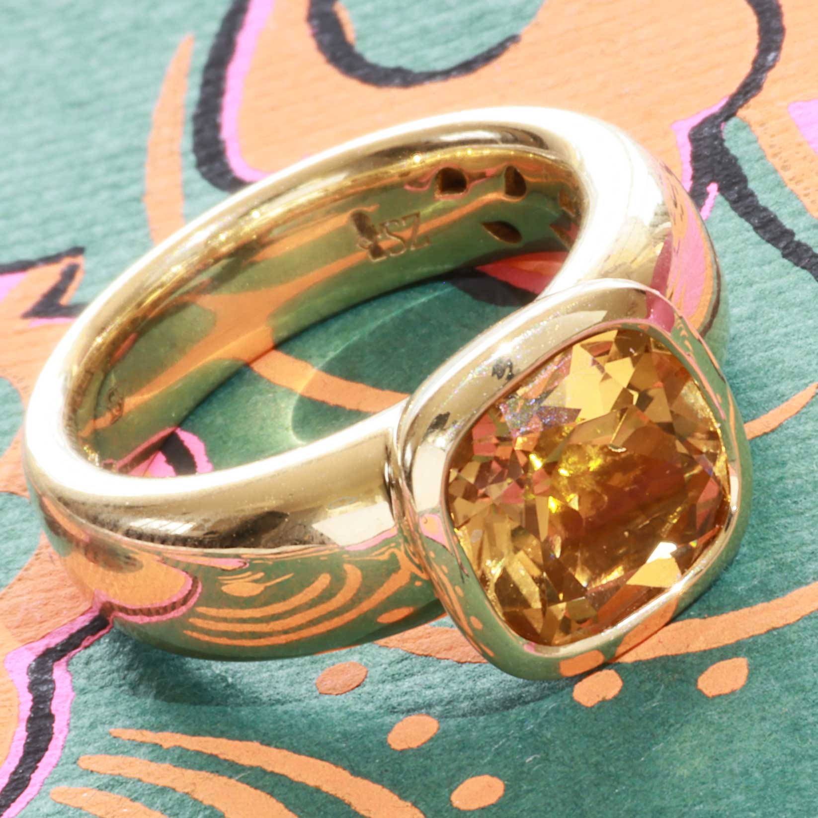 Citrin Ring 750er Gelbgold Valenza .....bella Italia....kleiner Kardinalring...so trendy 