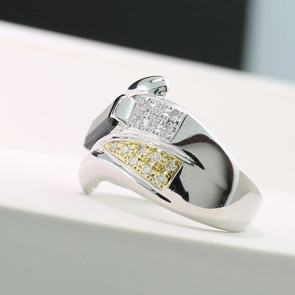 Indigolith Turmalin Brillant Ring 750er Weißgold 1.55 ct 0.35 ct