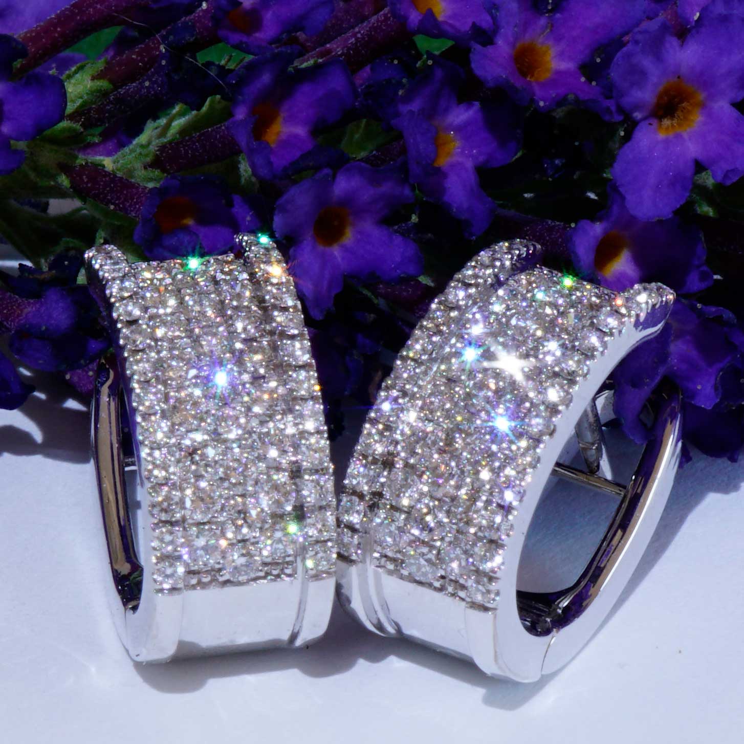  Brillant Dreiviertel  Creolen 0.69 ct 750er Weissgold TW VS made in Italy massiv  