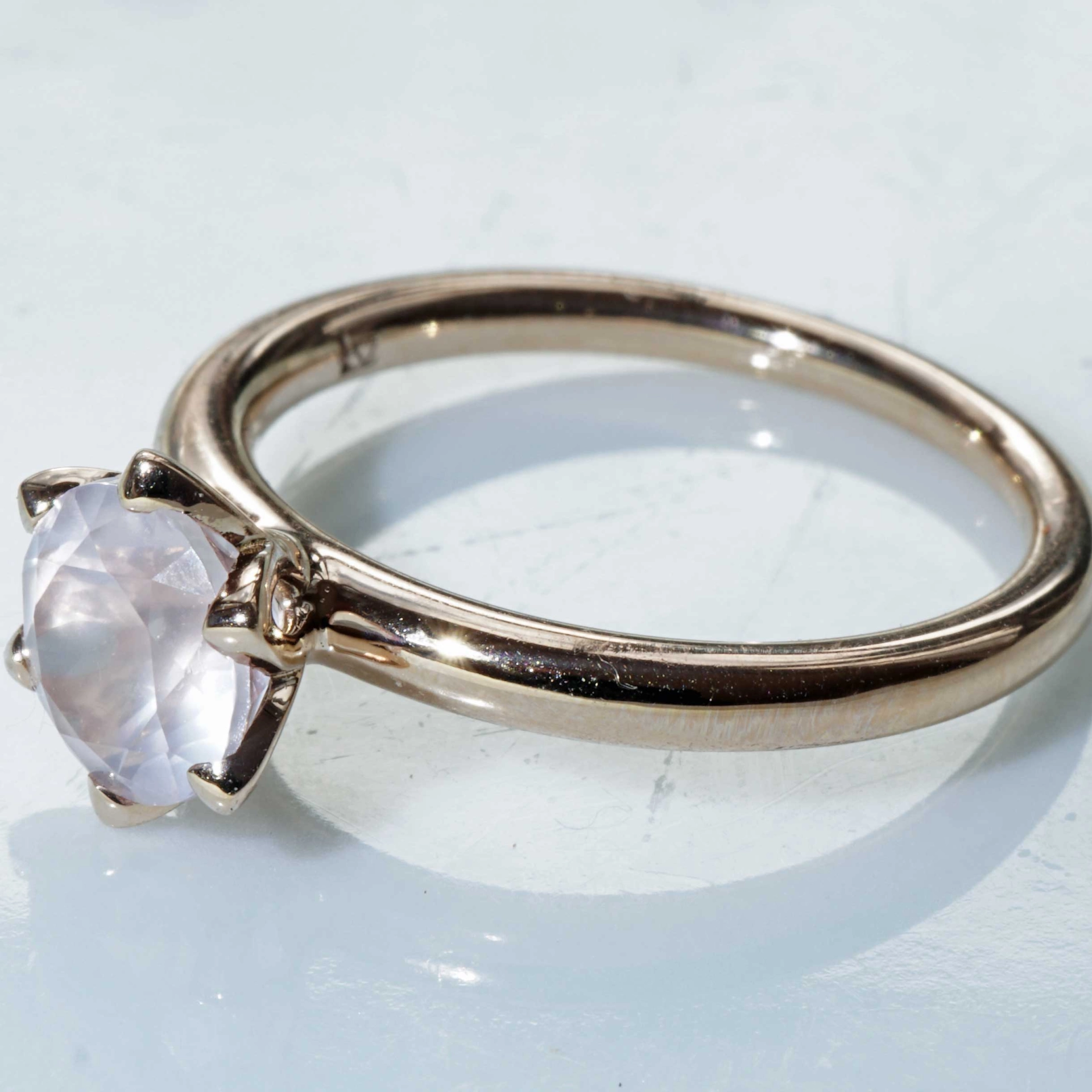 Bestseller Kombinationsring..Rosenquarz Ring in 750er Rosegold hergestellt in Valenza...toll massiv