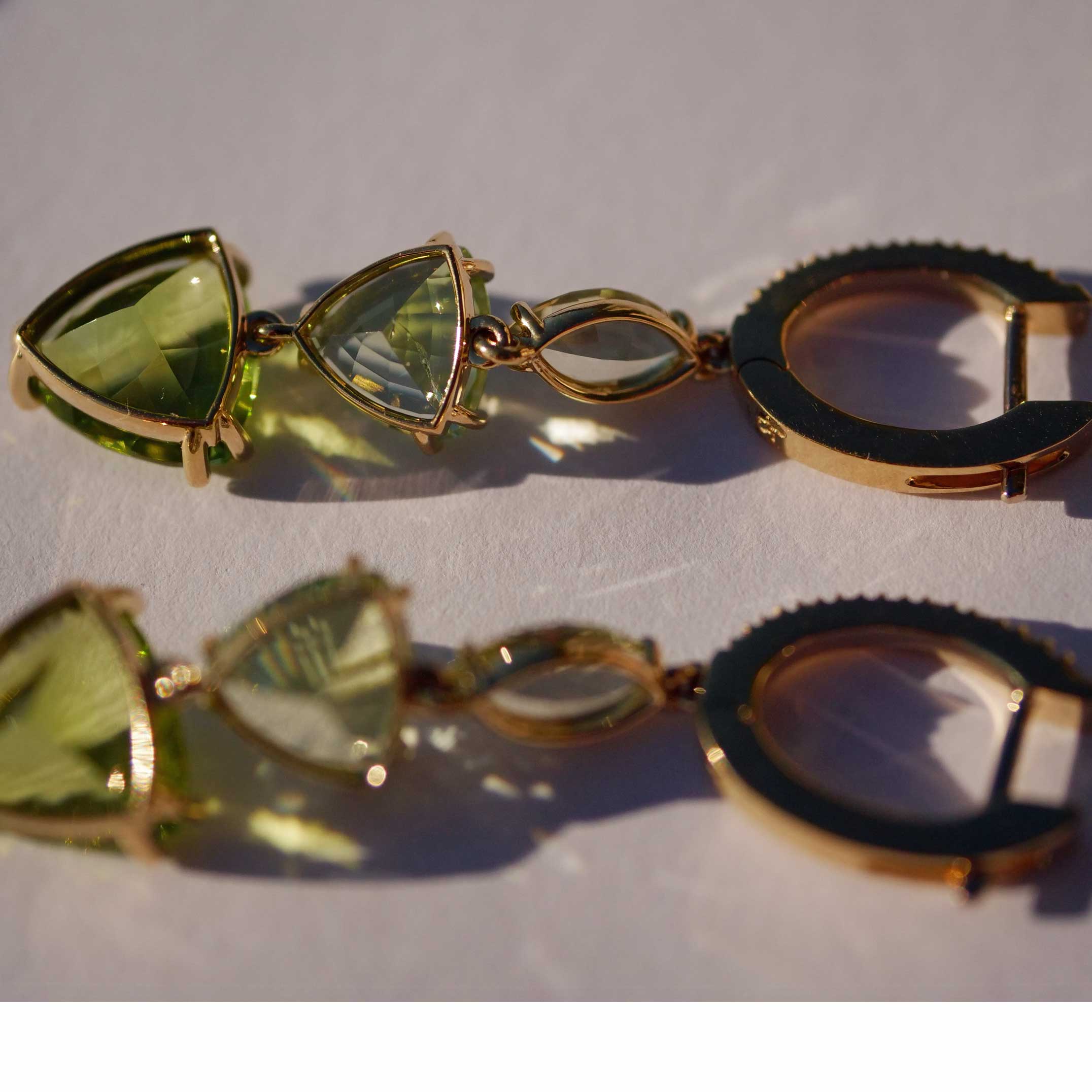 Chrysoberyll Turmalin Peridot Brillant Ohrhänger 750er Gelbgold 10 ct AAA+...unglaubliches fragiles Farbenspiel