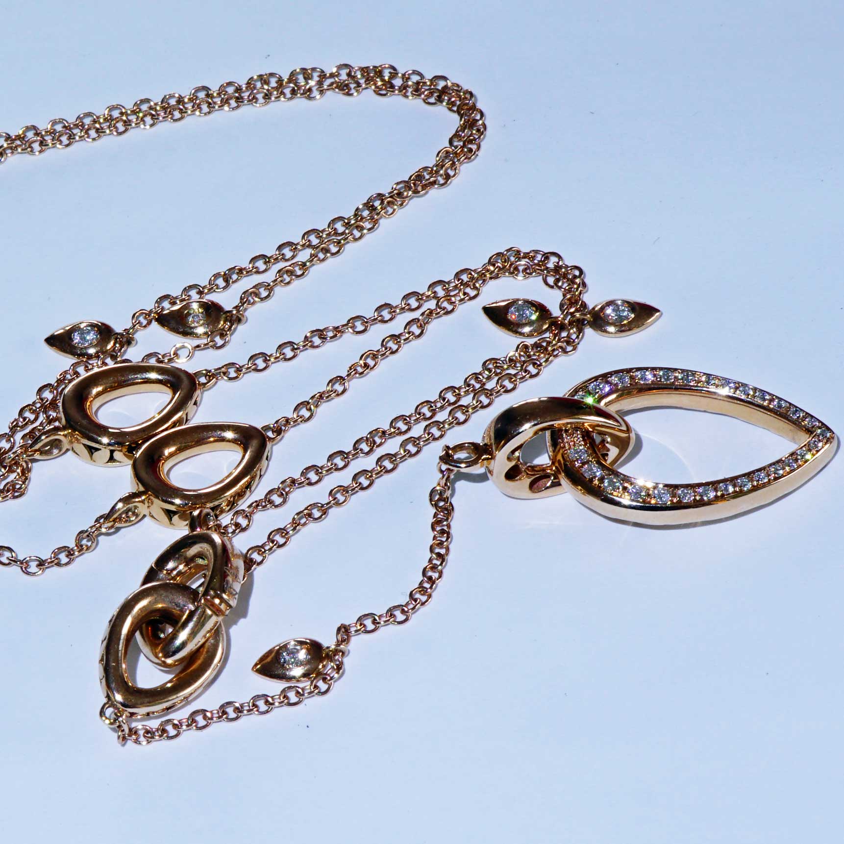 Brillant Collier 750er Rosegold 0.71 ct TW VS ...Bella Italia...hochwertige moderne Kette in 74 cm