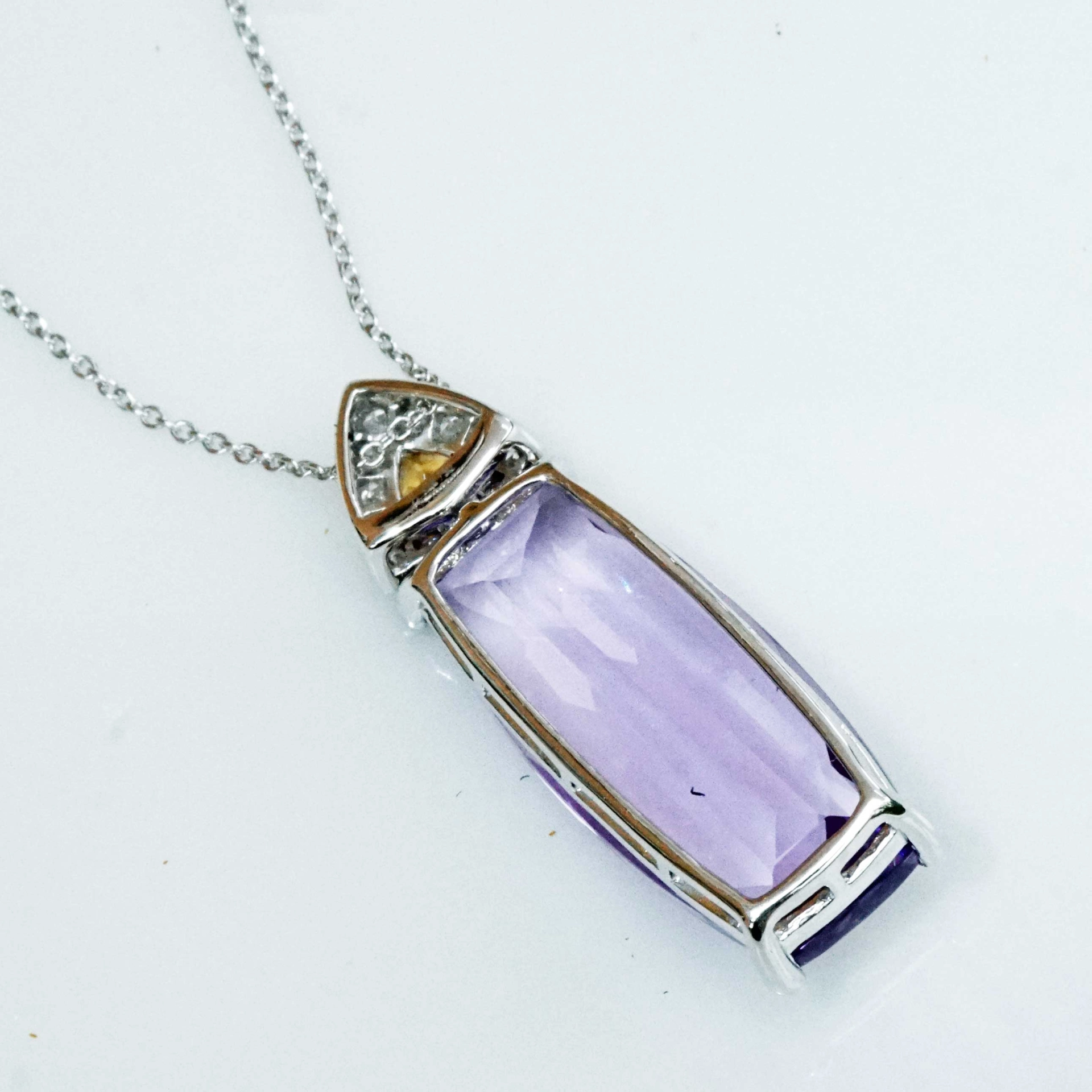 Amethyst Citrin Brillant Anhänger mit Kette 10 ct 0.10 ct 0.15 ct 750er Weissgold ....sanfte Anmut
