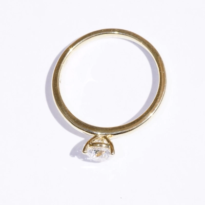 Brillant Ring rund 0.50 ct hochfeines weiss D / VS2  4.9-3.2 mm 750er Gelbgold GIA Gutachten