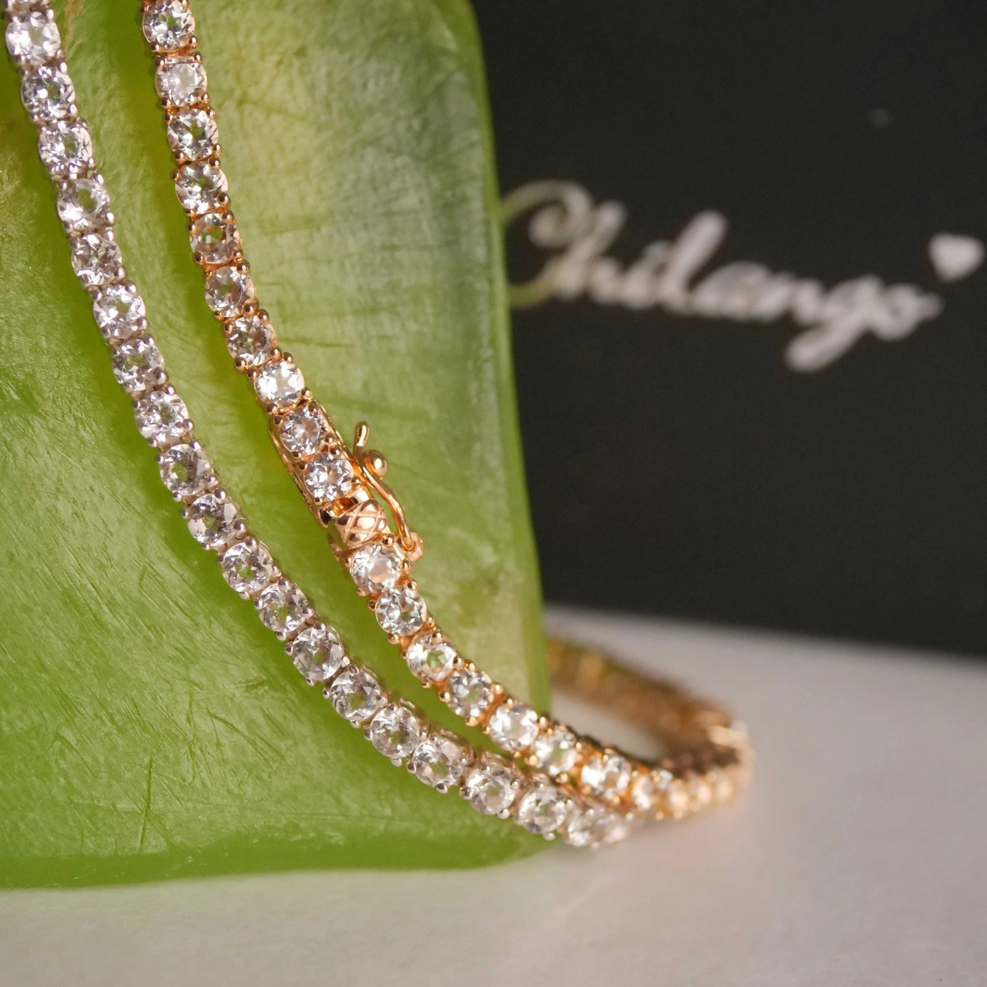 Chilango Armband Bangles Bergkristall Tennisarmband 19,5 cm lang 925 Silber Gold Plated