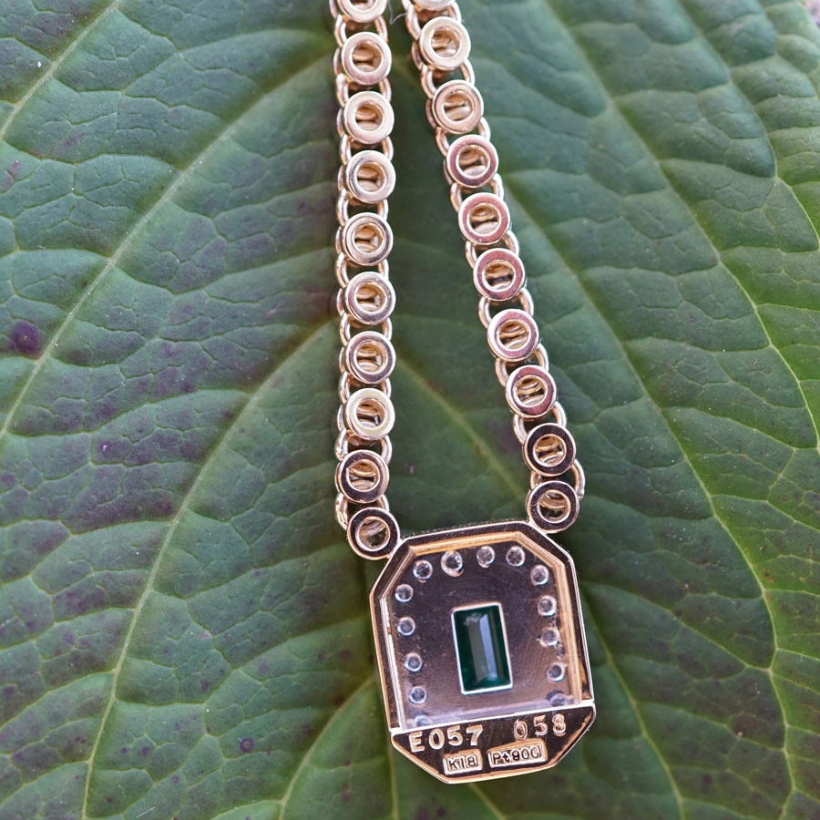 Smaragd Brillant Collier 750er Gelbgold Platin...super elegant..0.58 ct W SI