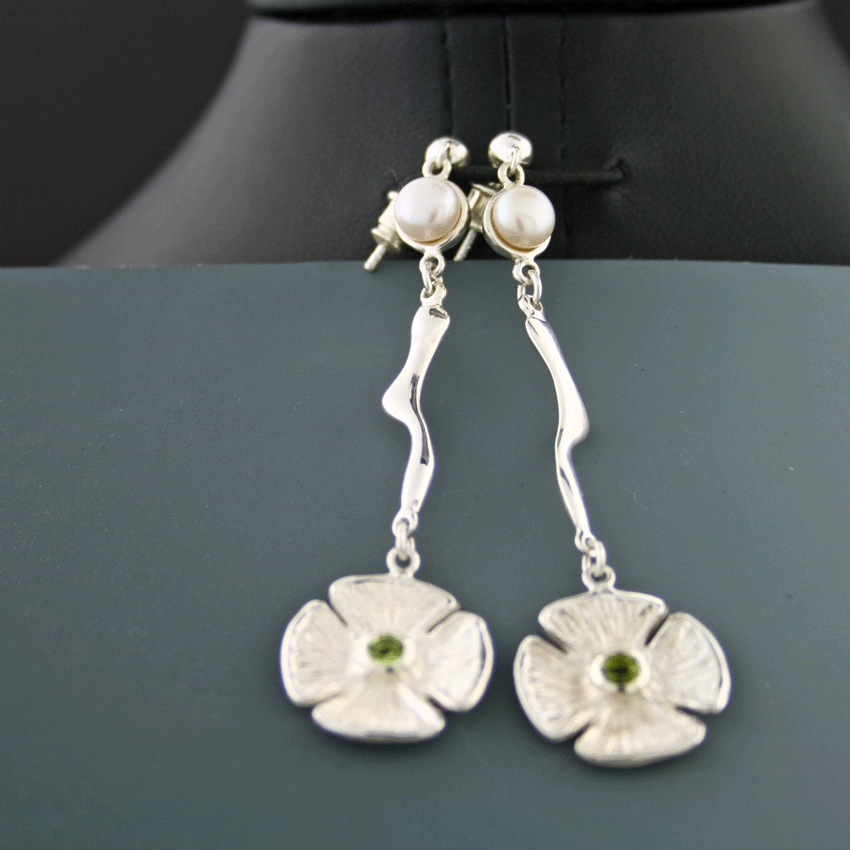 Peridot Perl Ohrhänger 925er Silber Mama Mia Flowers