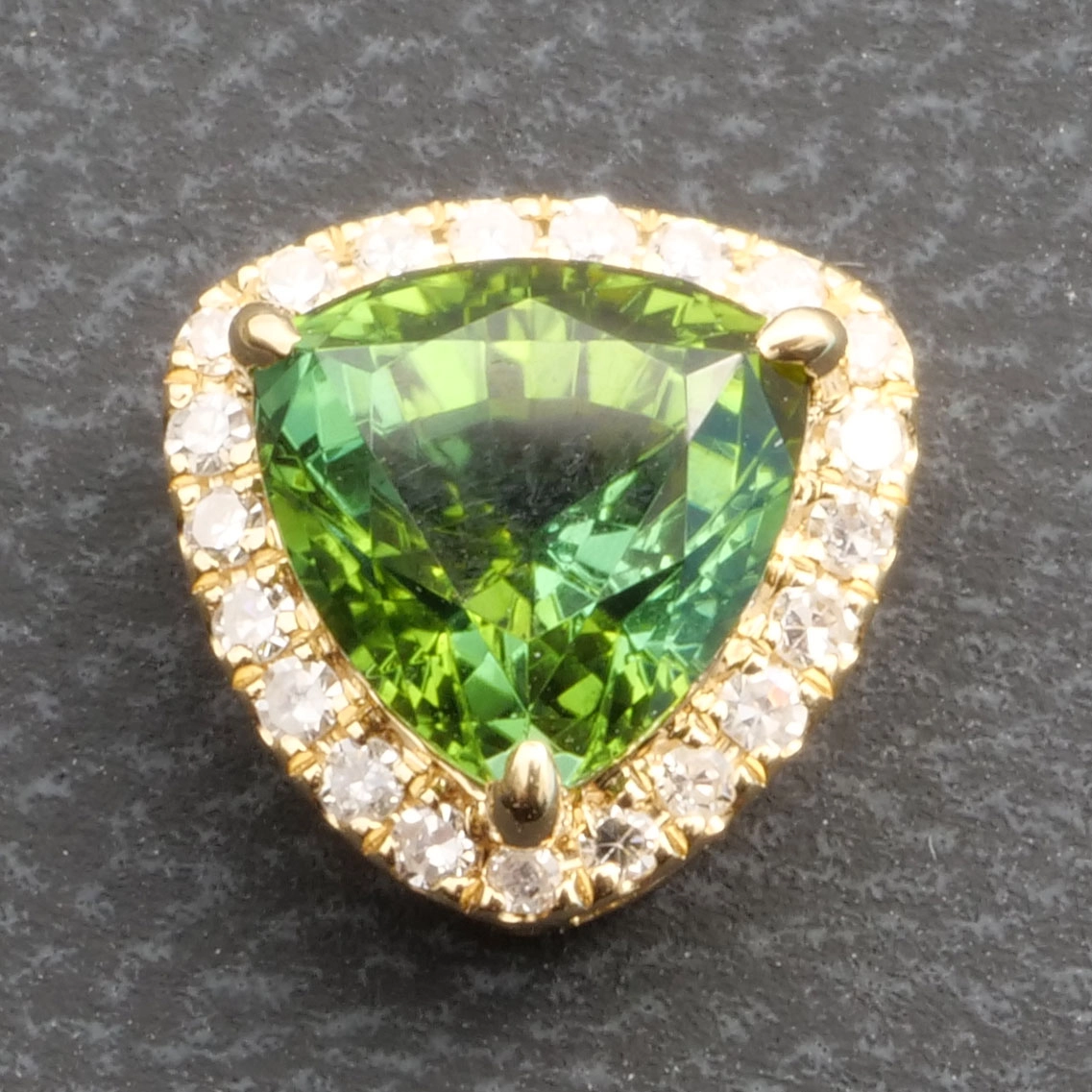 Mint Turmalin Diamant Anhänger Mine Nigeria 1.66 ct 0.12 ct AAA 750er Gelbgold