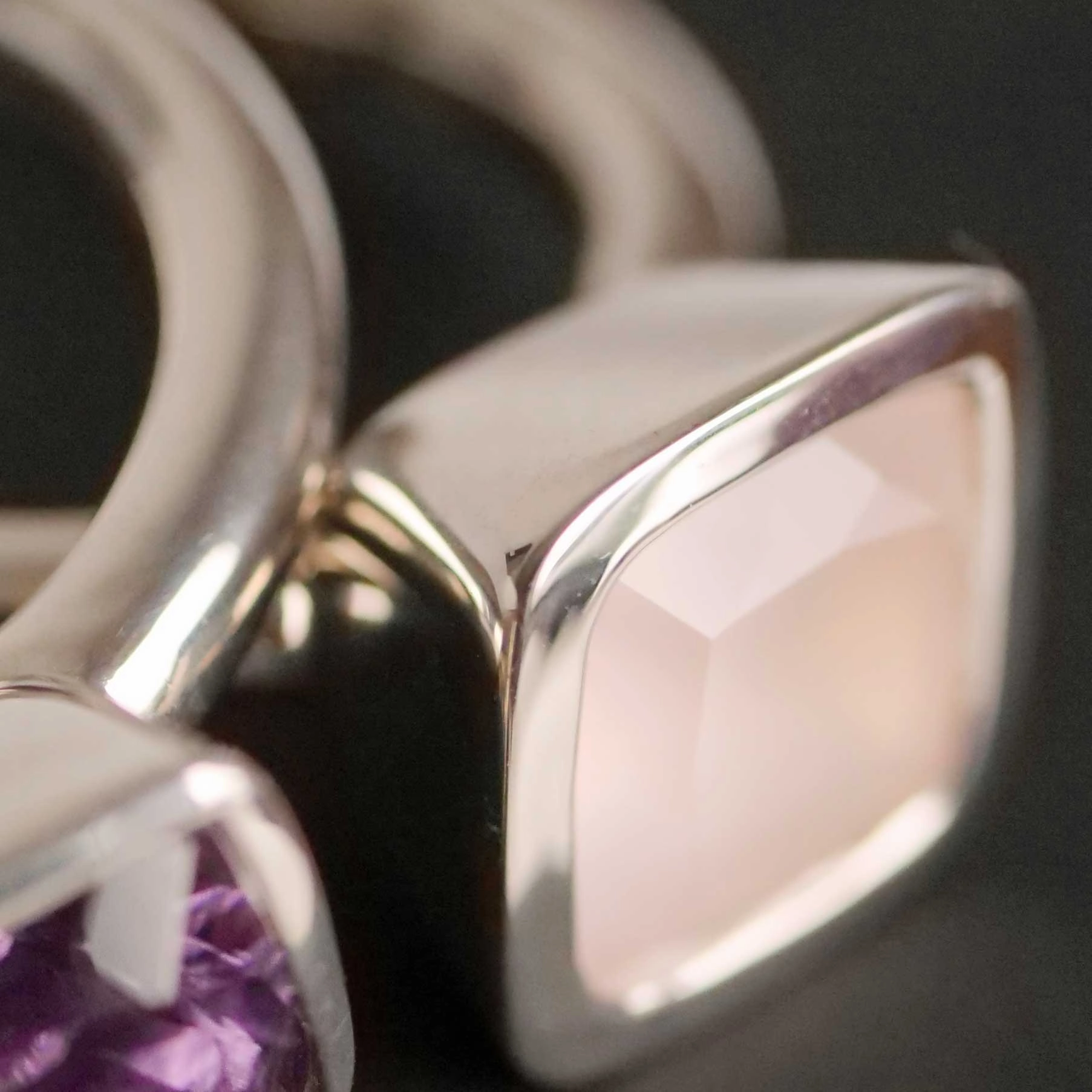 Chilango Ring  Sparkling Stars 2 XL milky Rosenquarz 925er Silber neu mit orig. Etui massiv