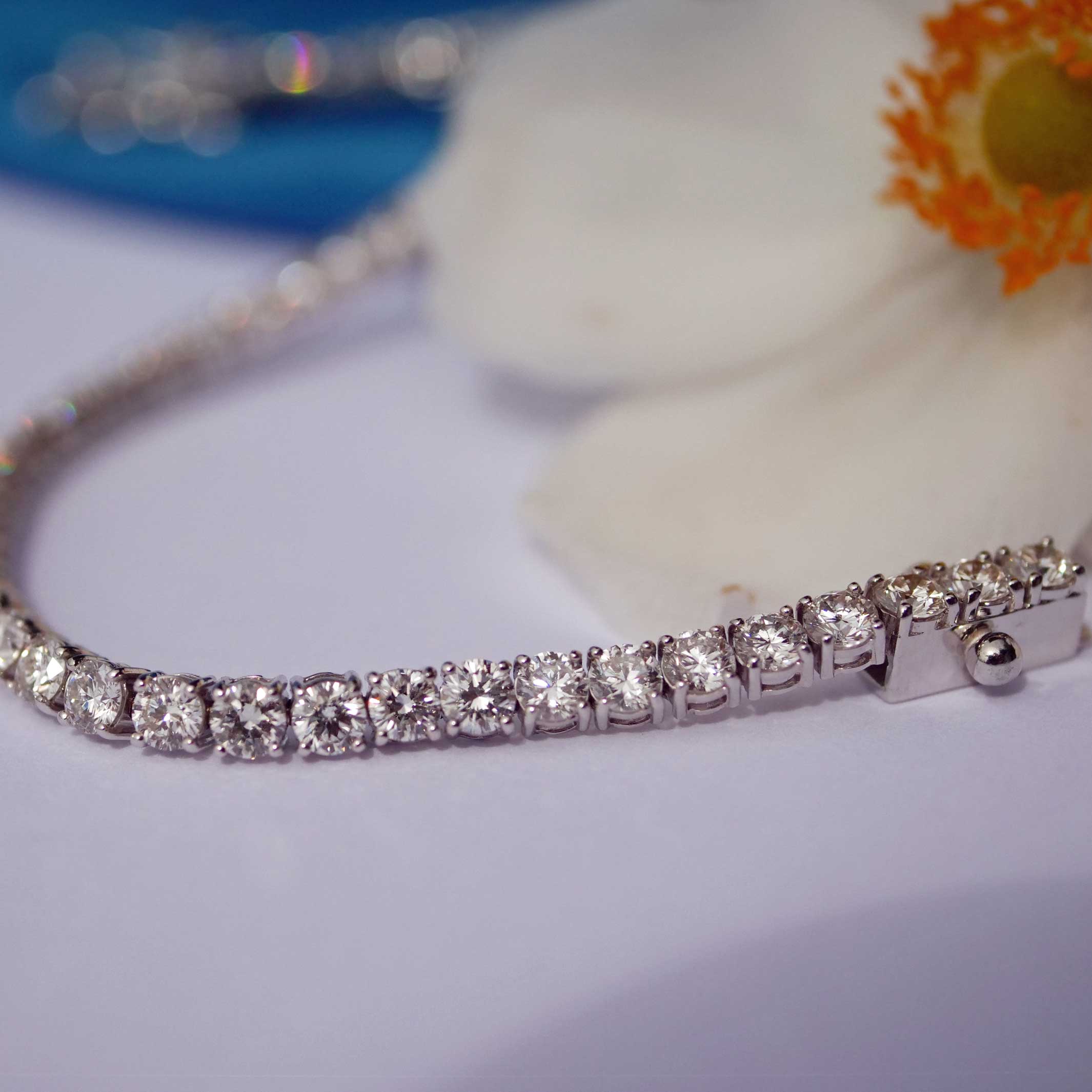 Brillant Tennis Armband total 5.62 ct TW VS Labor Diamanten in 585er Weissgold.... für ein Bruchteil des Naturdiamant Preises   Kopie