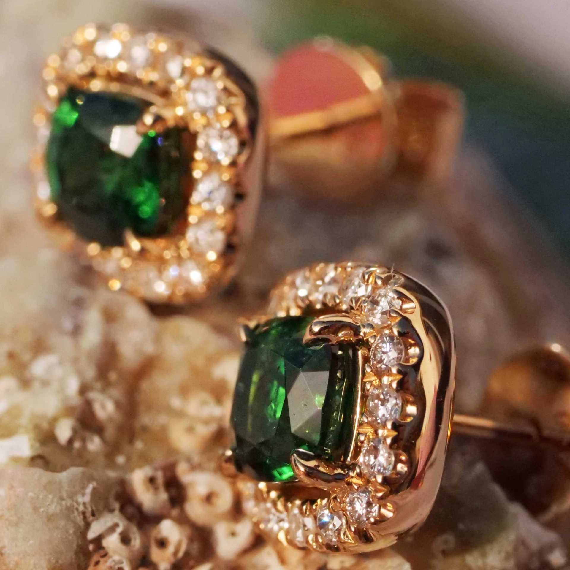 Tsavorith Brillant Ohrstecker 750er Gelbgold 1.42 ct 0.25 ct ...mit der gewaltigen Leuchtkraft