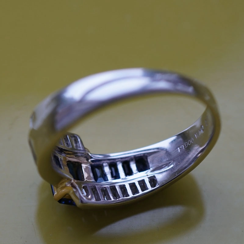 Saphir-Diamant-Ring-900er-Platin-750er Gold-0.51ct-0.52 ct