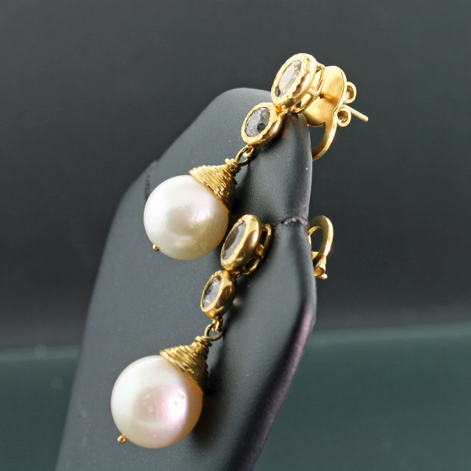 Zirkonia Südsee Zuchtperl Ohrhänger Silber vergoldet great big and blinky