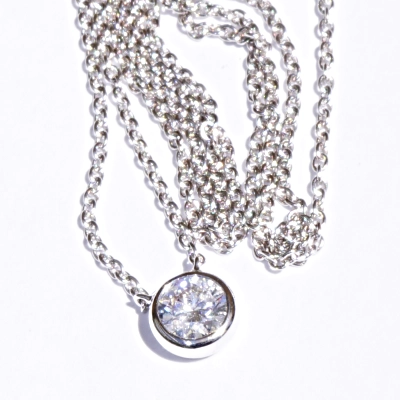 Brillant Collier rund 0.50 ct D hochfeines weiss SI1 5.09 - 5.15 x 3.05 mm GIA Gutachten 750er Weiss