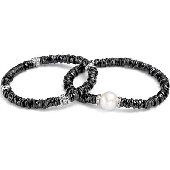 Brillant Armband LOOP Keramik schwarz facettiert 0.33 ct 750 Rosegold von Silhouette Schmuck Bentner