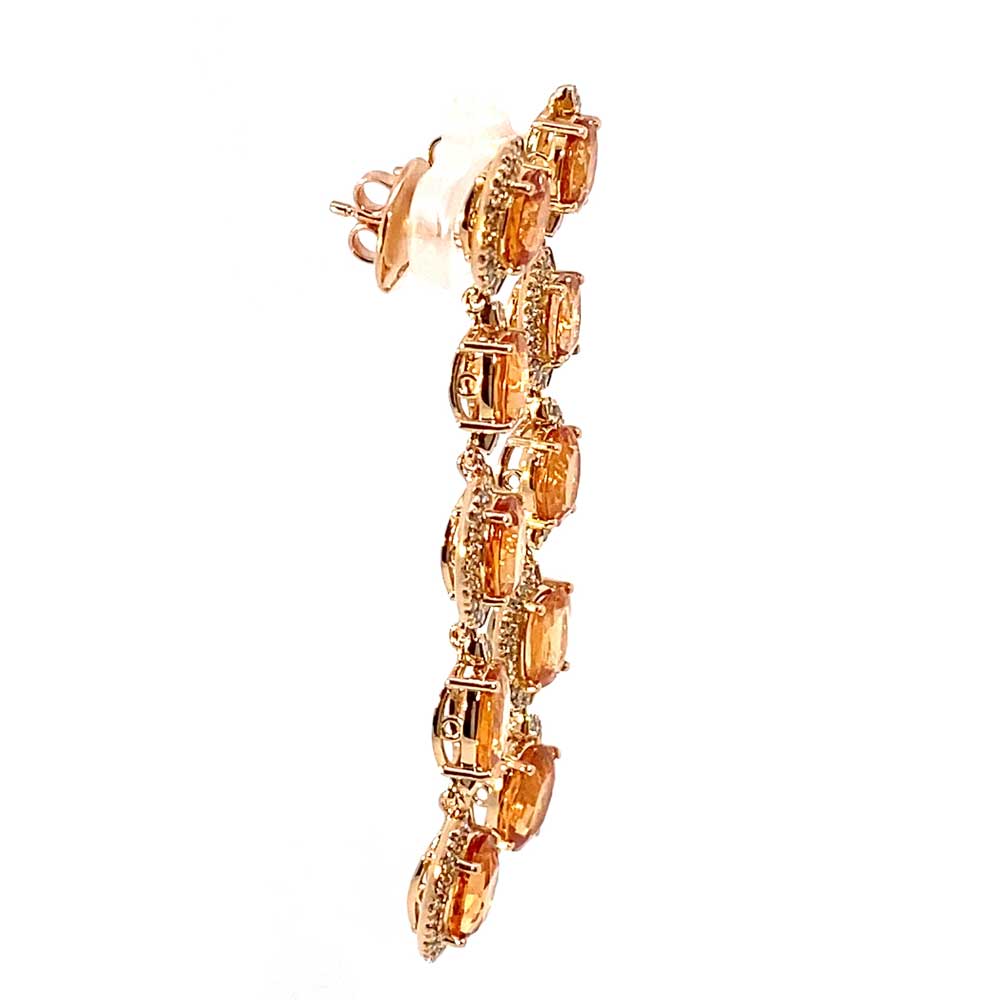Fanta Mandarin Granat Brillant Chandelier Ohrhänger 750er Rosegold 14.85 ct 0.76 ct Ausnahmefarbe Fanta Orange