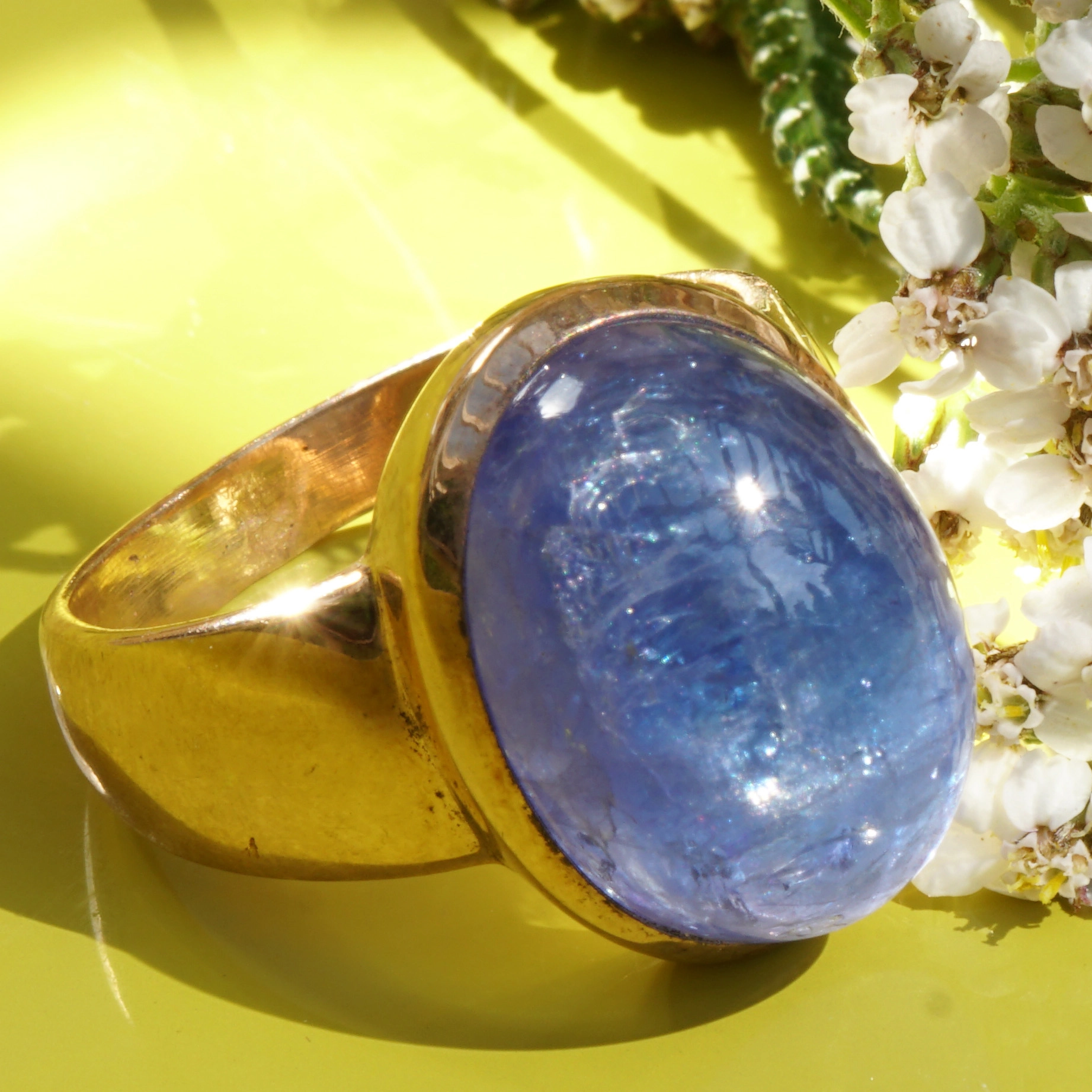 Tansanit Ring Silber rosevergoldet 20 x 15 mm Handarbeit XXL 16 ct tolle intensive Farbqualität