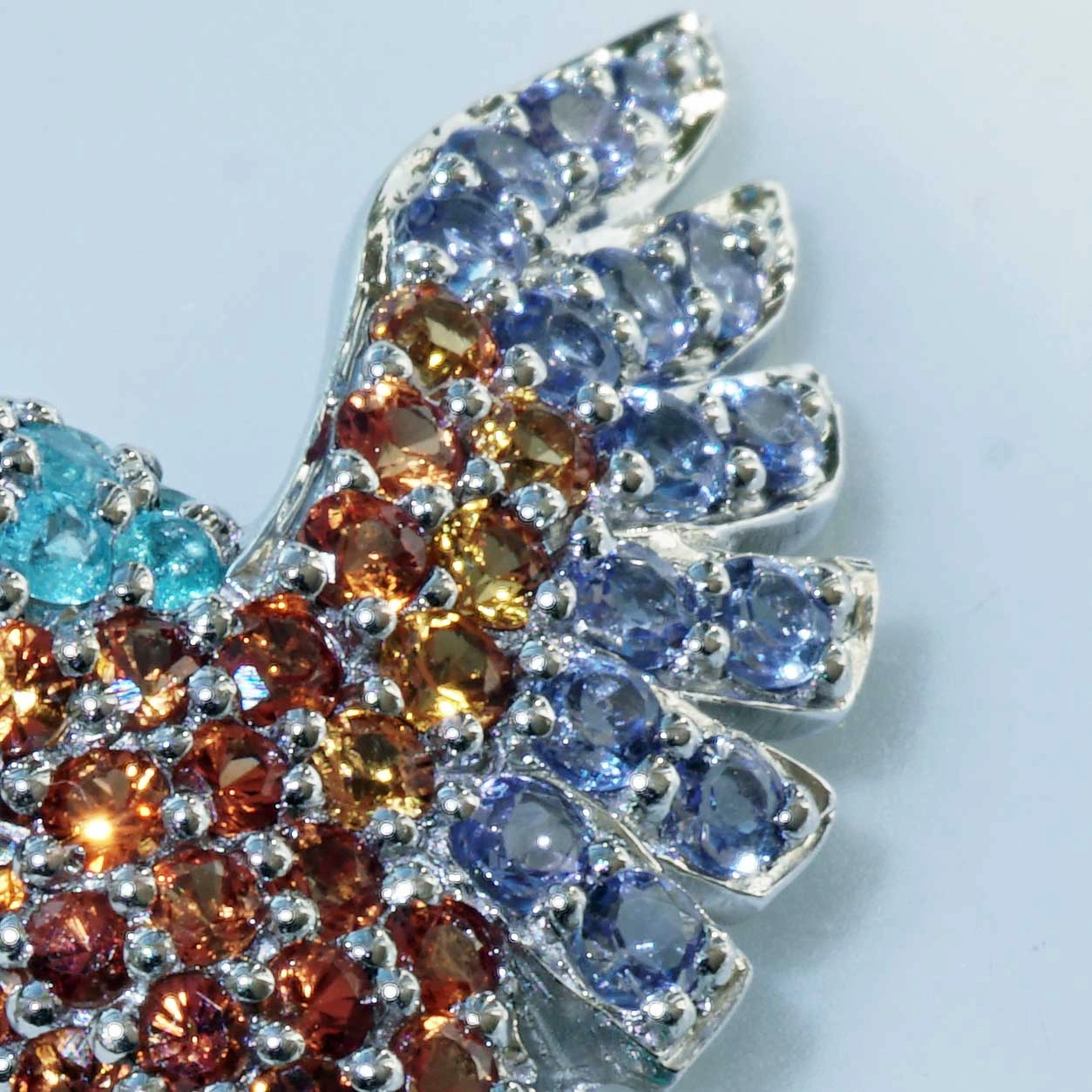 Eisvogel Anhänger 750er Weissgold Paraiba Turmalin Spinell ...der frühe Vogel fängt den Fisch