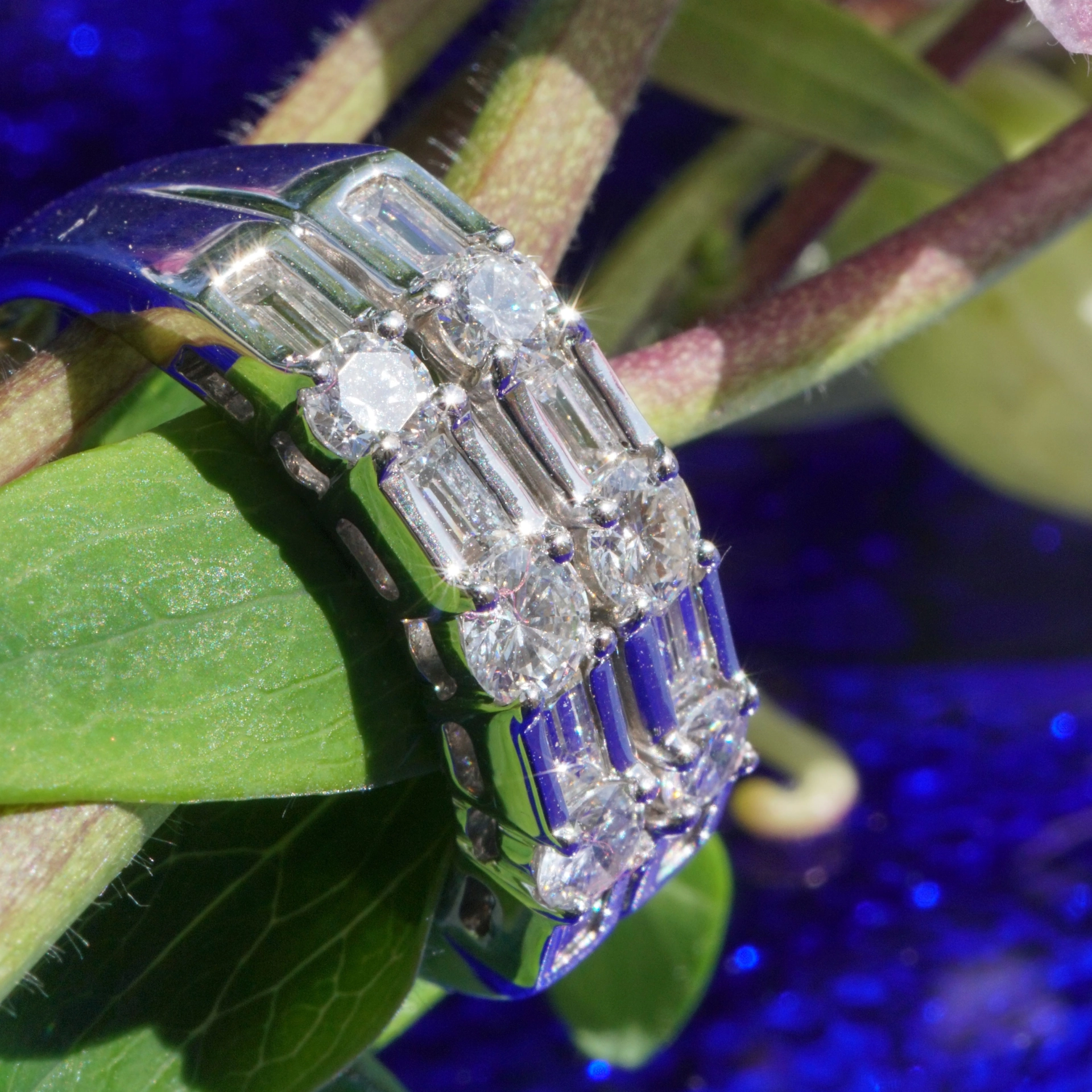 Baguette Brillant Ring 1.40 ct TW-W / VS-SI 900er Platin massive Handarbeit