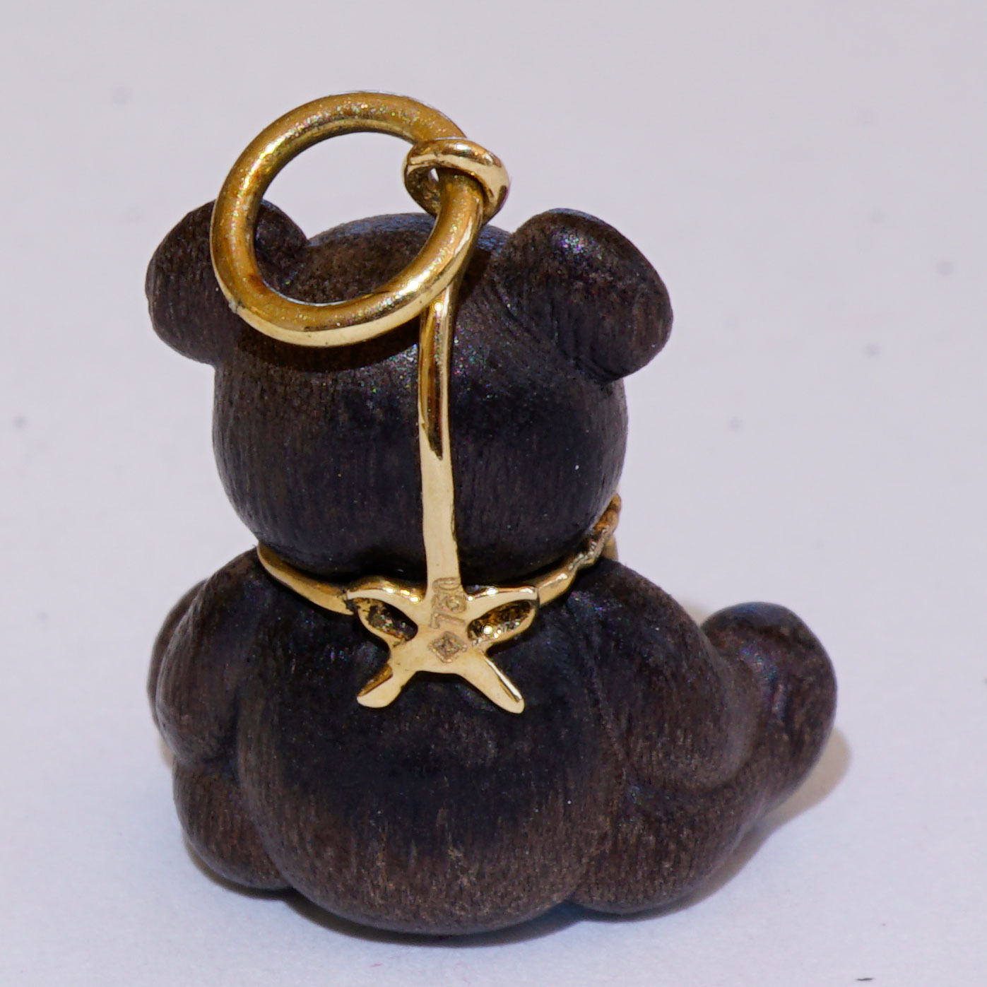 Brillant Anhänger Teddy Bärchen mit Buch 750er Gelbgold 22 x 14 x 9 mm zuckersüüs