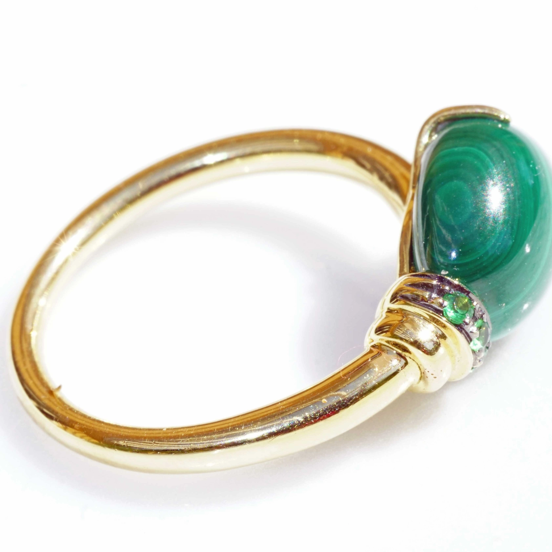 Malachit Tsavorith Ring Drop 750er Gelbgold entzückend sweety 6.75 ct 0.04 ct