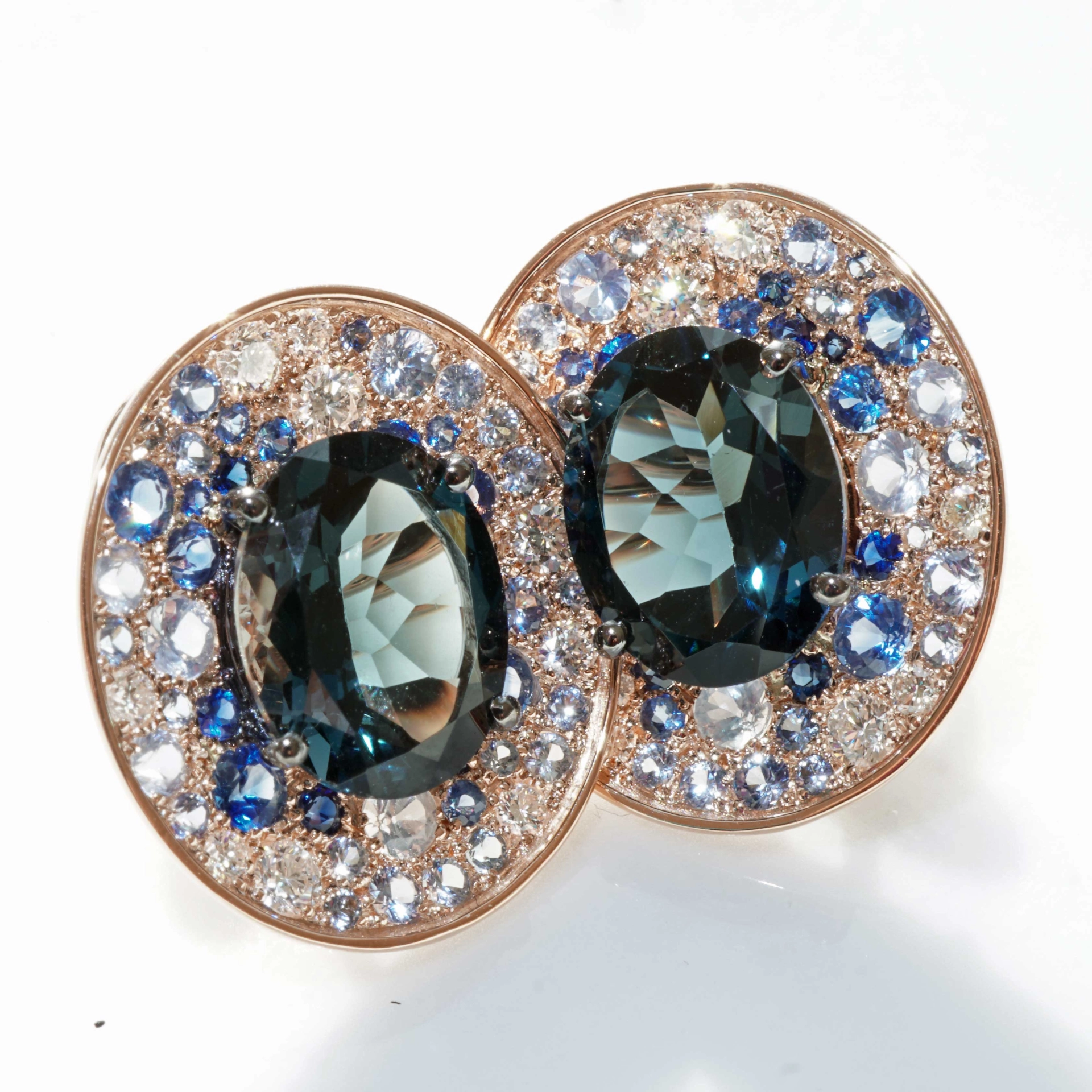 Topas Saphir Brillant Ohrstecker 750er Rosegold.....Power of Magic....mystische Farben