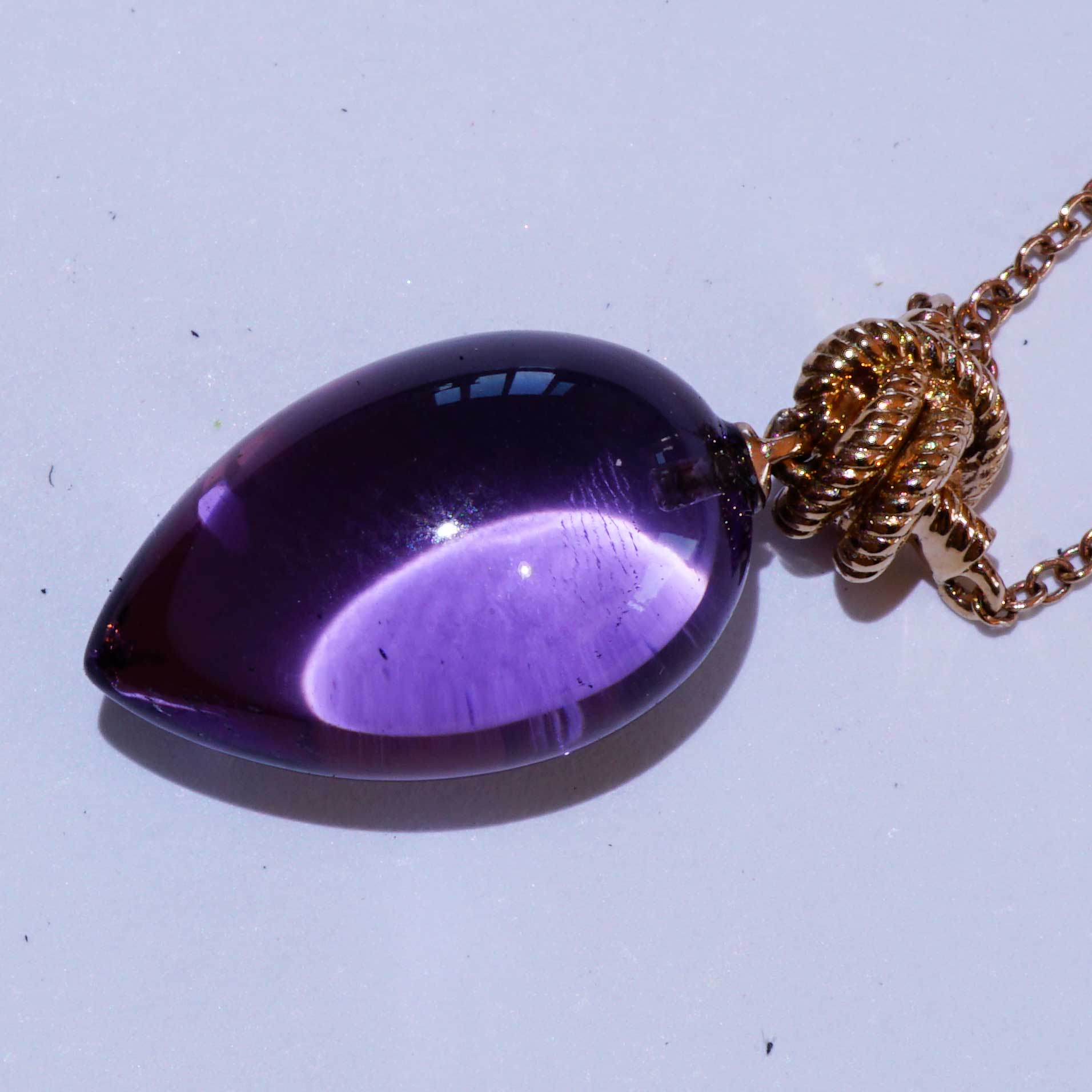 Für Segler... Anhänger mit Kette 750er Rosegold...zarte Knotenform mit großen Amethyst Drop