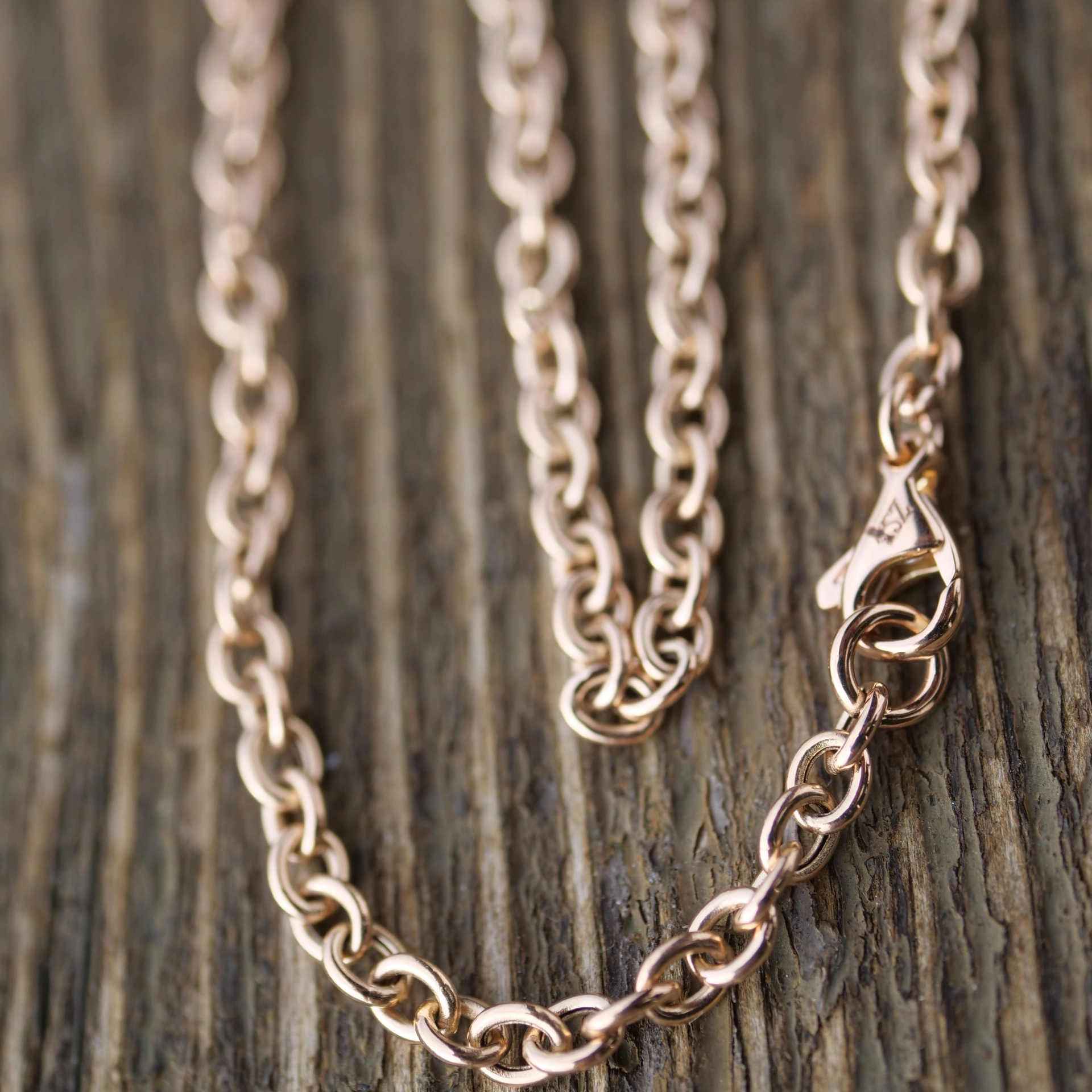 Rundankerkette 750er Rosegold 3,5 mm D. 80 cm lang