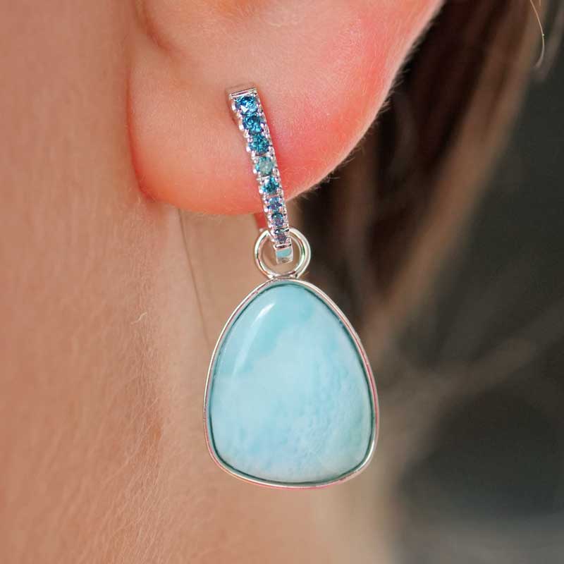Larimar Brillant Creolen Ohrhänger 750er Weissgold 0.20 ct TW VS I aushängbar und so blauschön