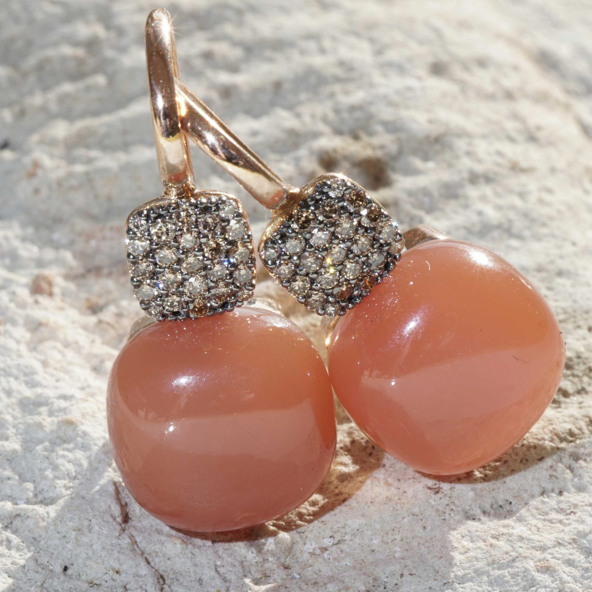 Mondstein Brillant Ohrhänger 750er Rosegold made in Italy...so hochwertig schön..14.17 ct