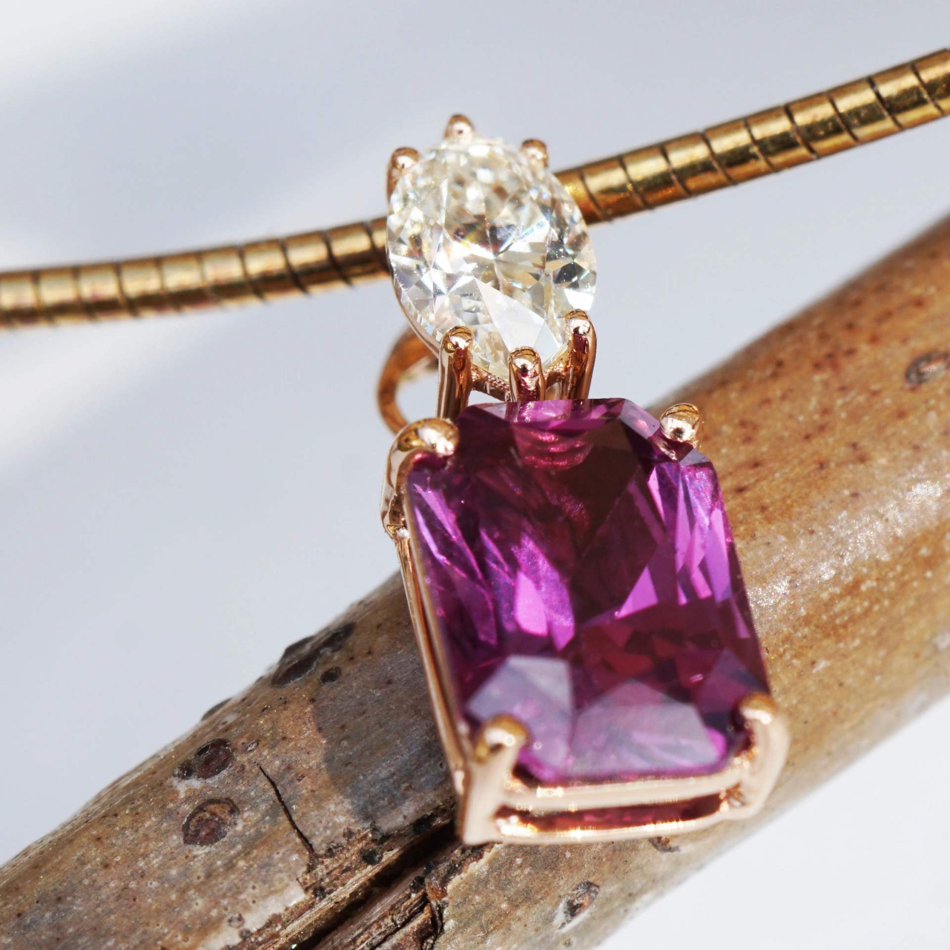 Pink Saphir Diamant Anhänger 1.28 ct 0.30 ct 750er Rosegold AAA+ so precious