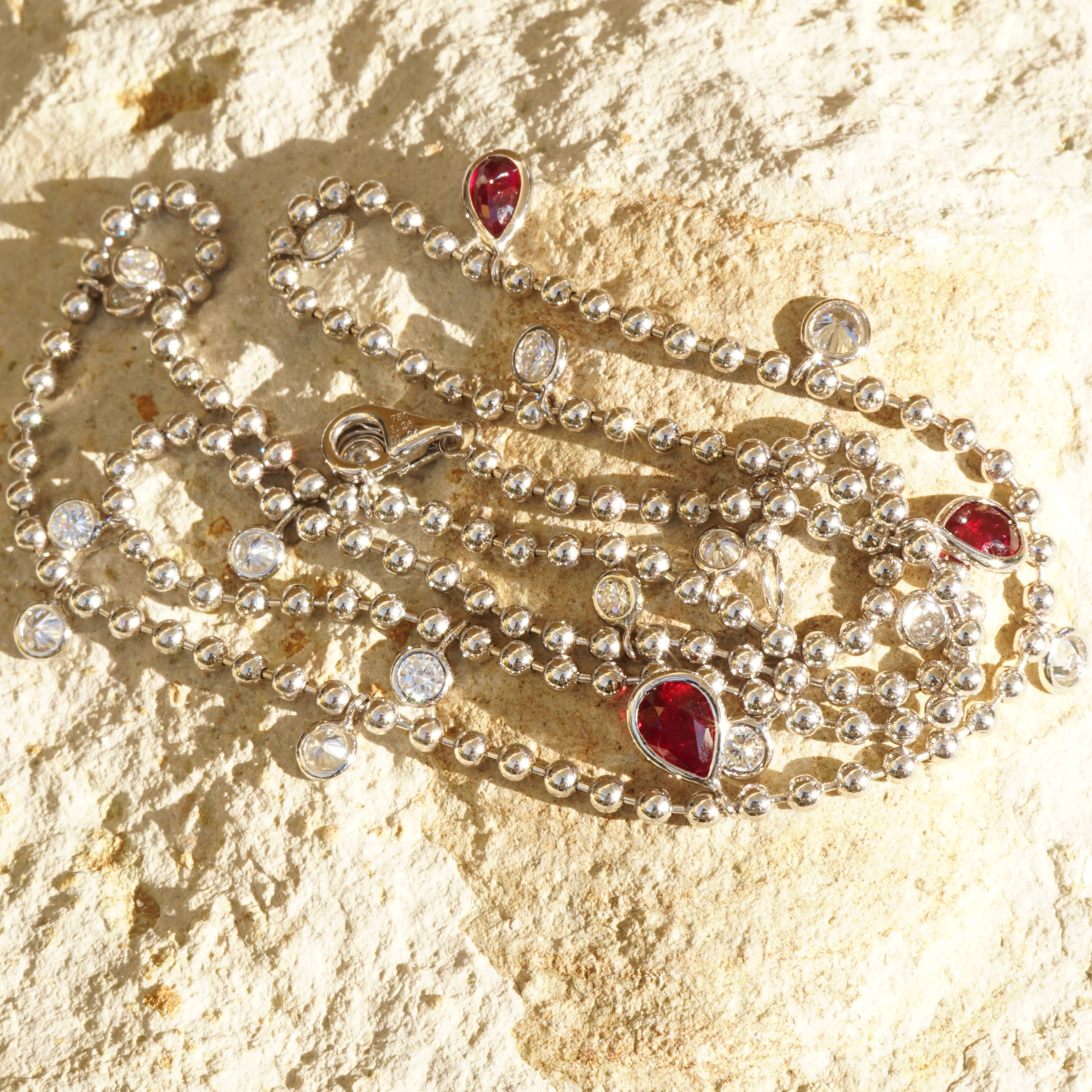 Rubin Brillant Collier 1.24 ct TW / VS 1.26 ct pigeonblood unbehandelt....rot wie die Liebe