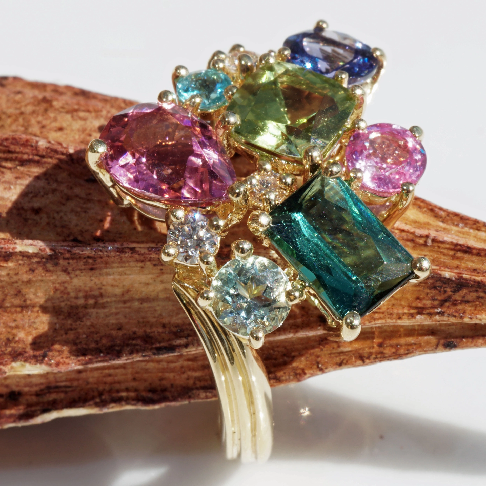 Edelstein-Brillant-Ring-750er-Gelbgold-Potpourrie-SON02643 Edelstein Brillant Ring 750er Gelbgold...ein Potpourrie an berauschenden Farben