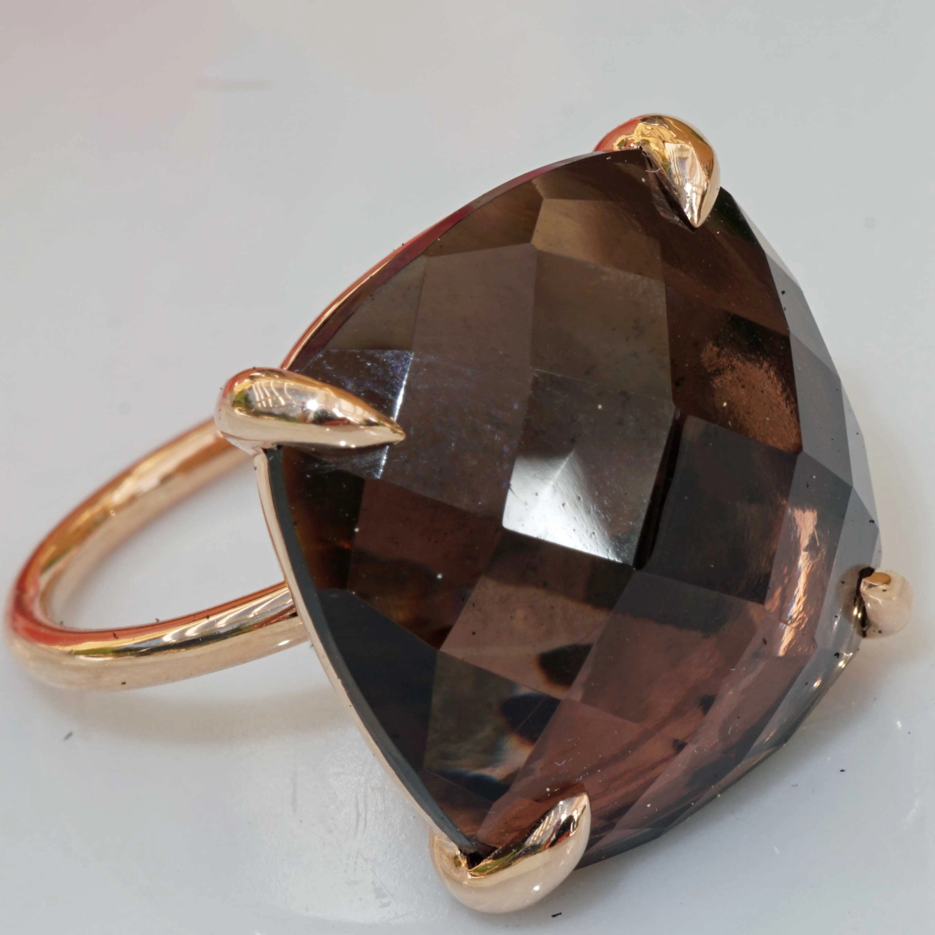 Rauchquarz Ring XXL 750er Rosegold made in Valenza (Italien)..toller vielseitiger Kombinationsring