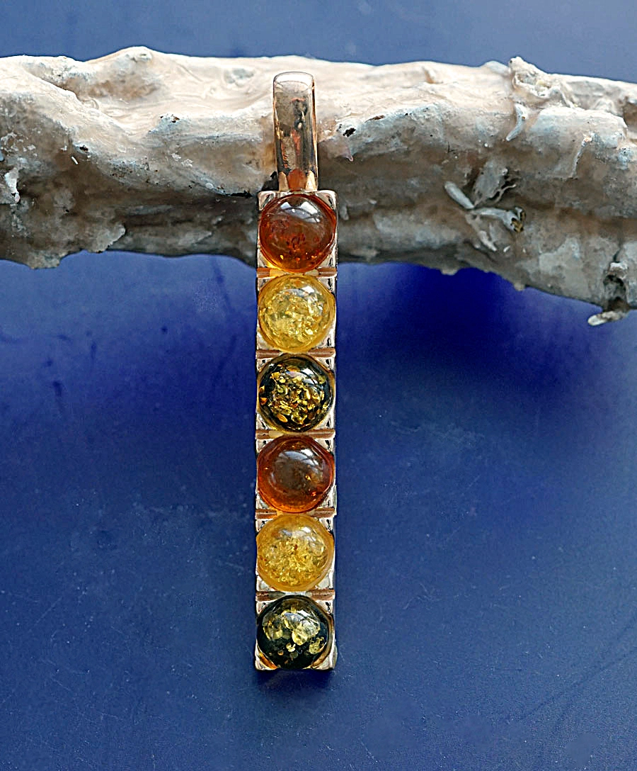 Anhänger Zauberstab 925er Silber silber oder rosevergoldet 49 x 7 mm Bernstein