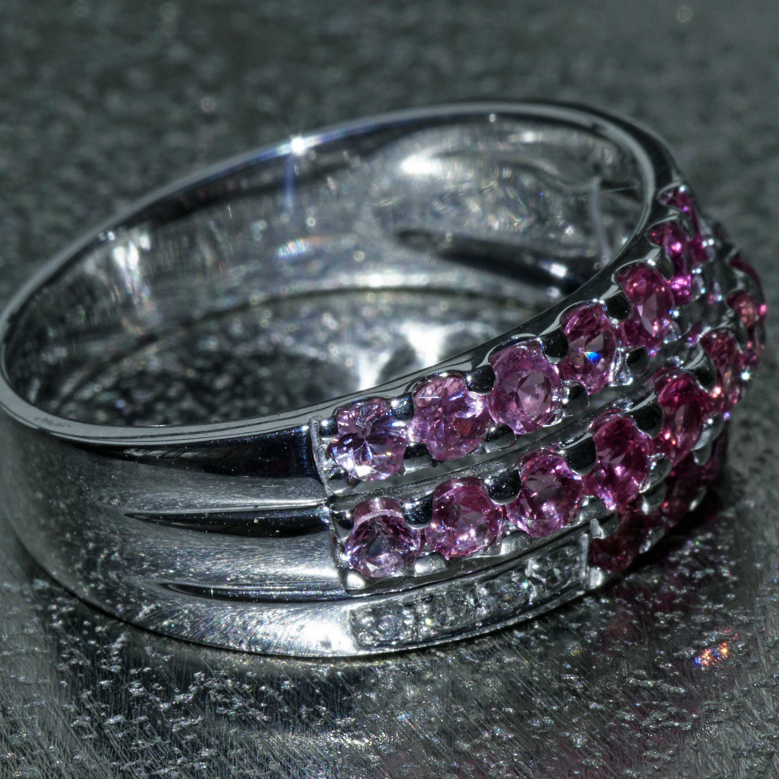 Pink Saphir Brillant Ring 750er Weissgold 1.50 ct 0.08 ct interessante Farbabstufungen von hell zu dunkel