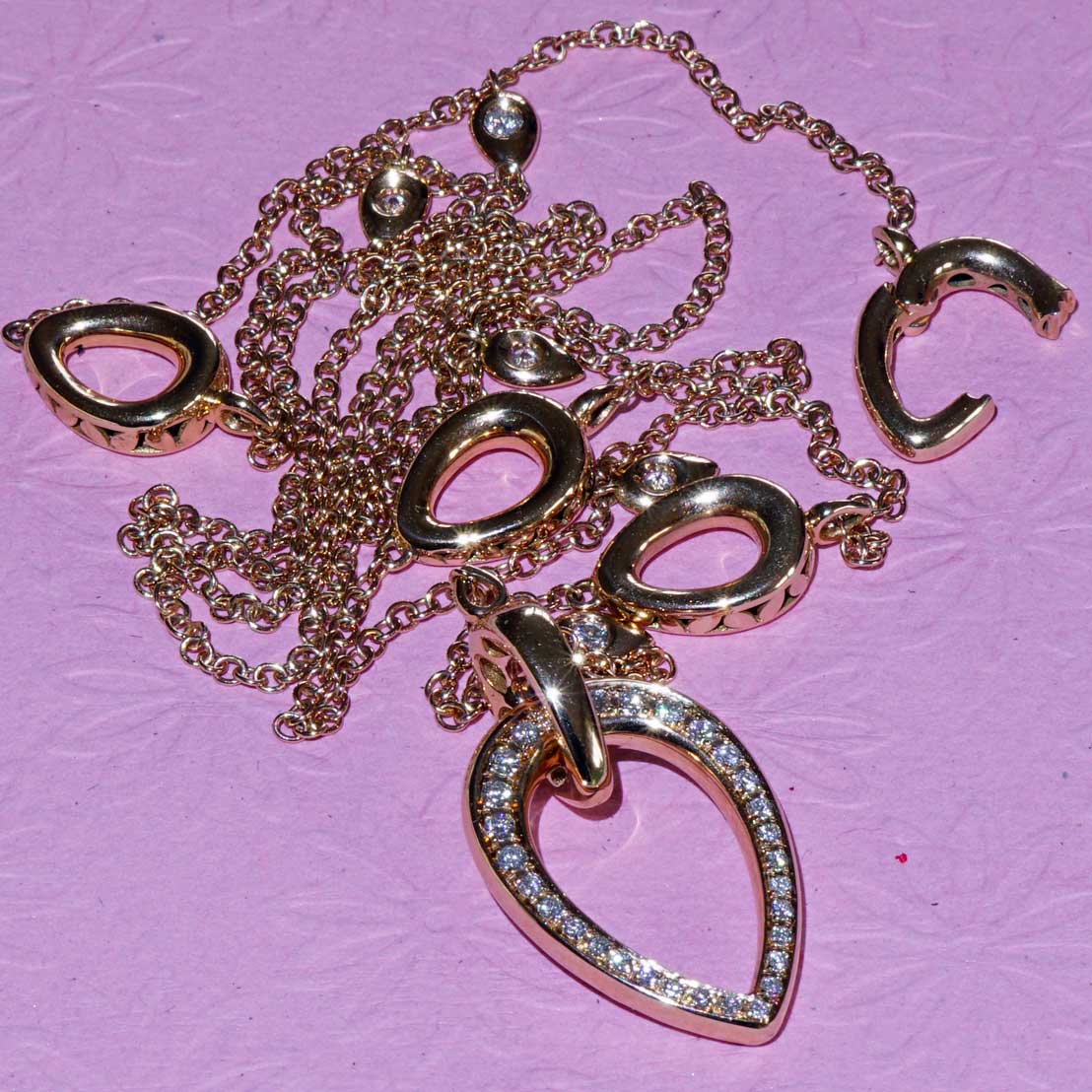 Brillant Collier 750er Rosegold 0.71 ct TW VS ...Bella Italia...hochwertige moderne Kette in 74 cm