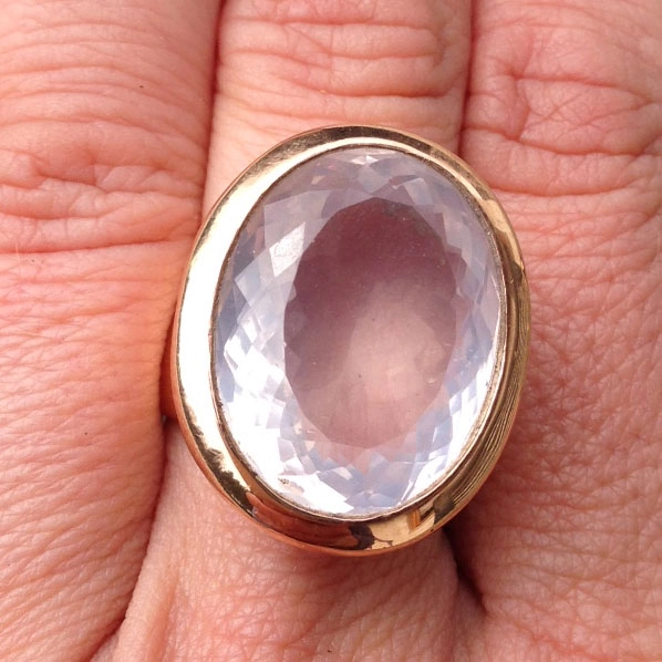 Edelstein-Ring, 925/-Silber, handgeschmiedet,
