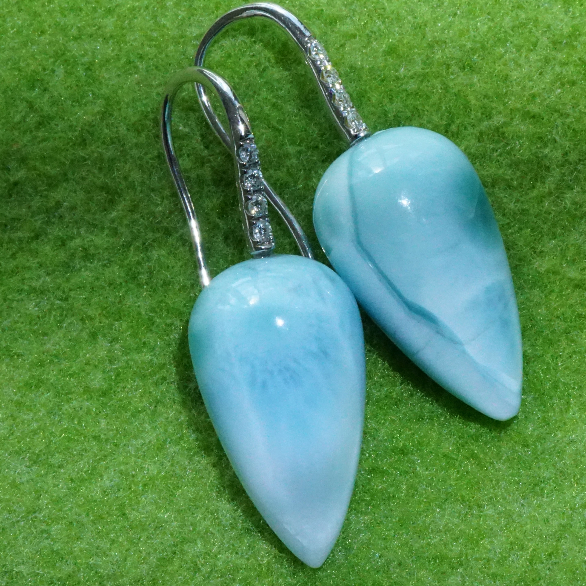 Larimar Brillant Ohrhänger 750er Weissgold...Karibik Feeling