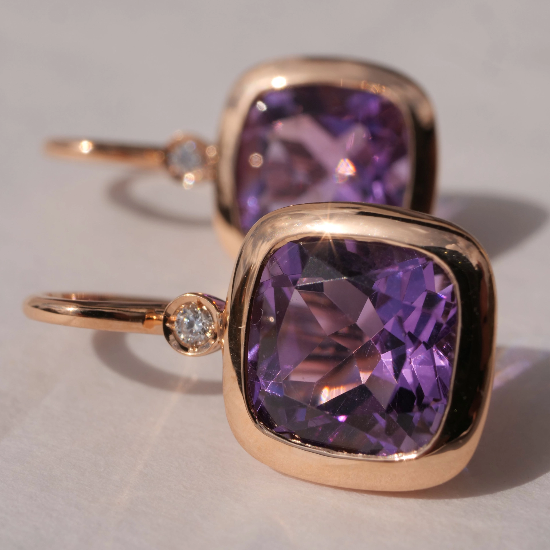 Ohrhänger Amethyst Brillant 750er Rosegold...5.70 ct...edel angefertigt in Italien