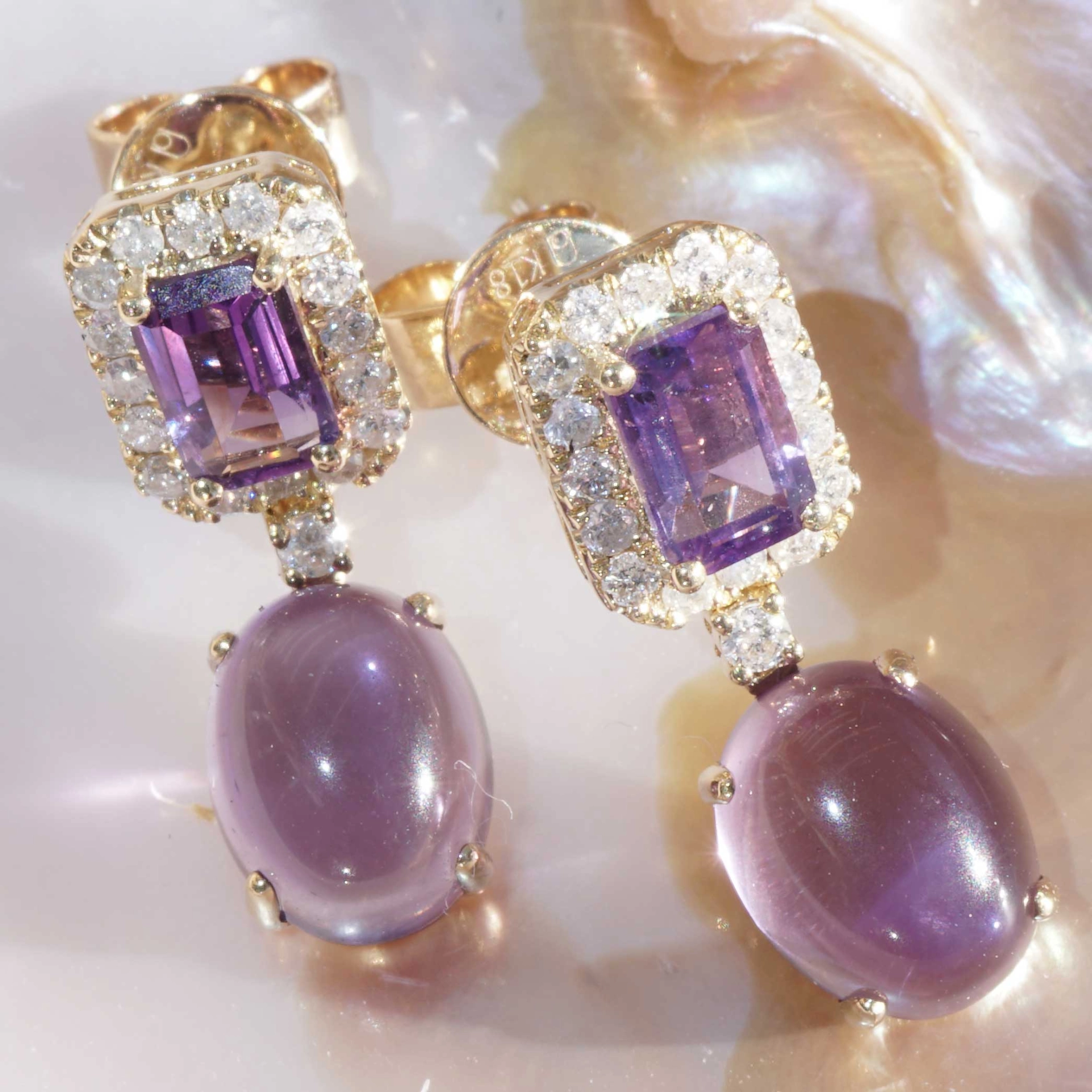 Amethyst-Brillant-Ohrhaenger-750er-Gelbgold-4-60-ct-0-40-ct-SON03078 Amethyst Brillant Ohrhänger 750er Gelbgold 4.60 ct 0.40 ct...die Farbe Lila zum Verlieben