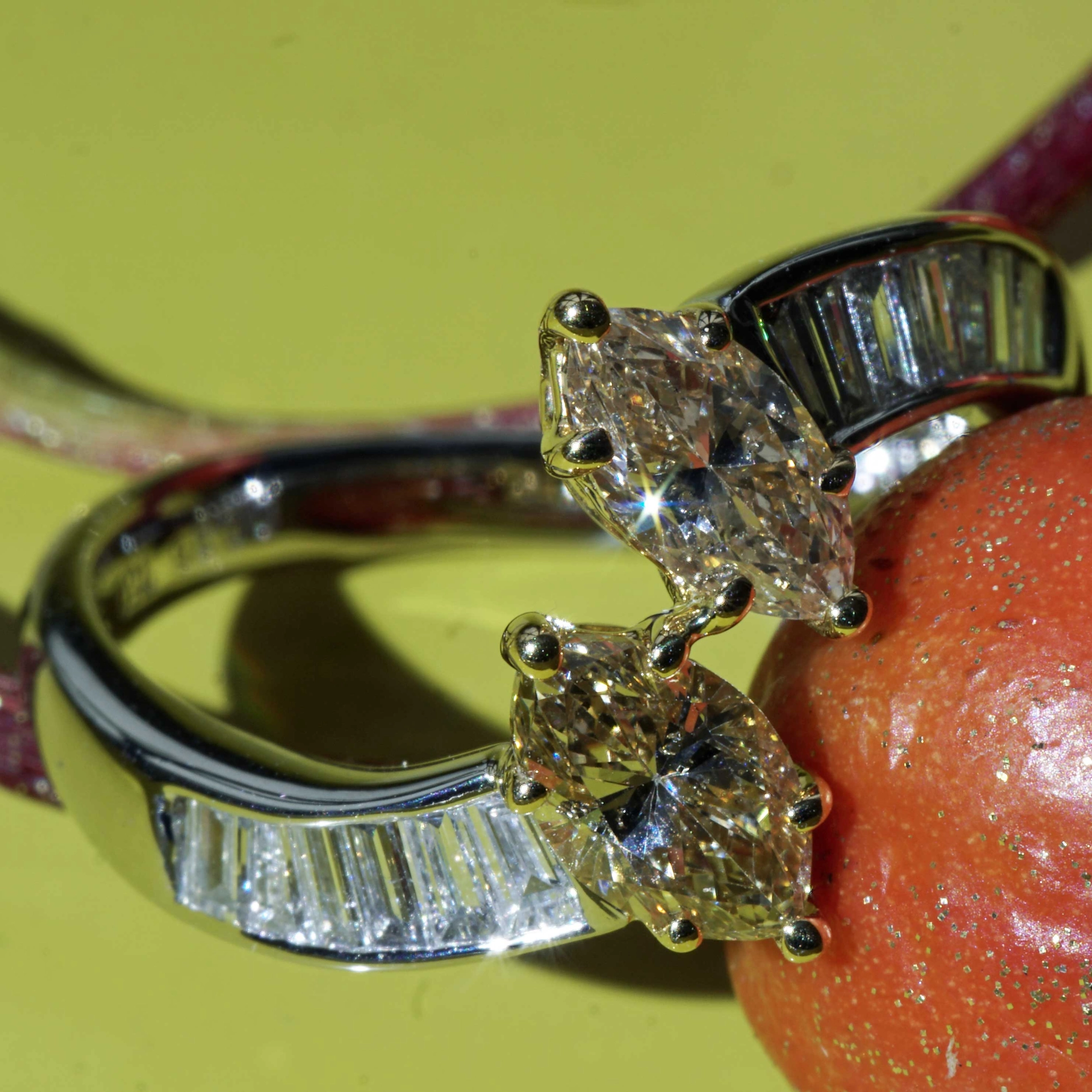 Diamant Marquise Ring 900 Platin 750er Gelbgold 1.11 ct 0.36 ct exklusiv und hochwertig