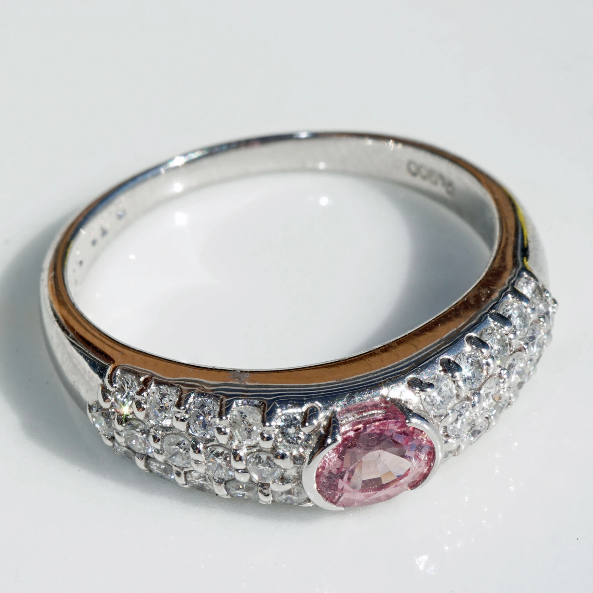 Solitär Saphir Brillant Ring 900er Platin 0.51 ct 0.50 ct TW SI Tolle Brillanz tolles Pink