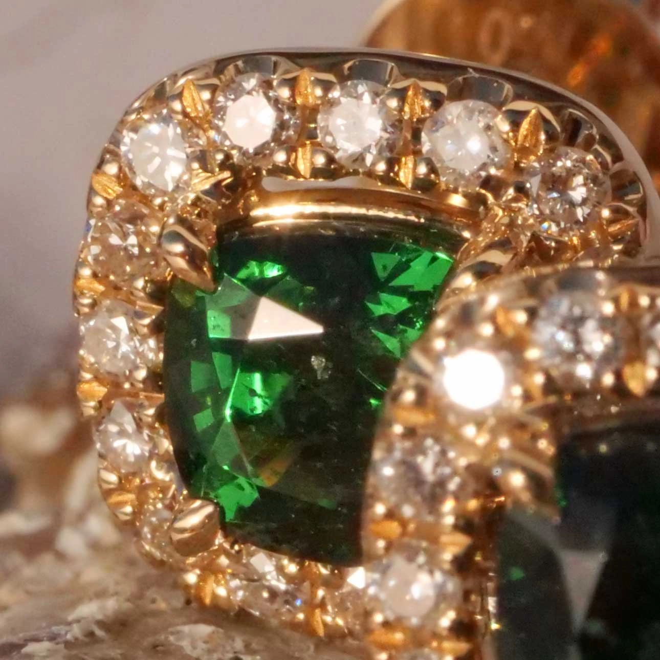 Tsavorith Brillant Ohrstecker 750er Gelbgold 1.42 ct 0.25 ct ...mit der gewaltigen Leuchtkraft