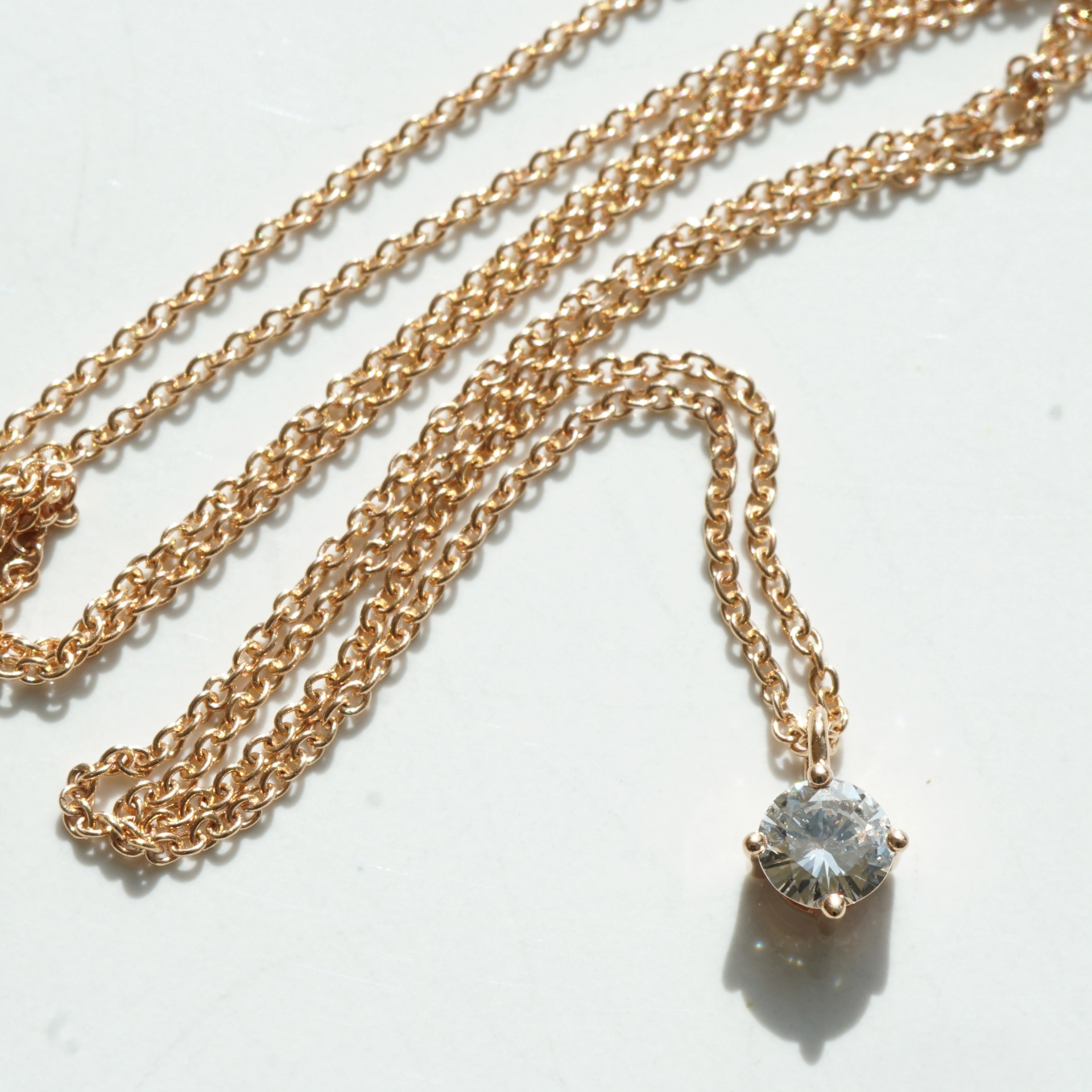 Brillant Solitär Anhänger mit Kette 750er Rosegold 0.18 ct W SI...genau den will ich...