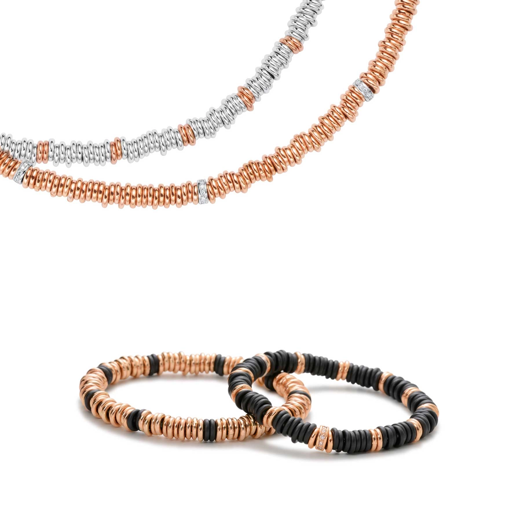 Brillant Armband LOOP Keramik schwarz facettiert 0.33 ct 750 Rosegold von Silhouette Schmuck Bentner