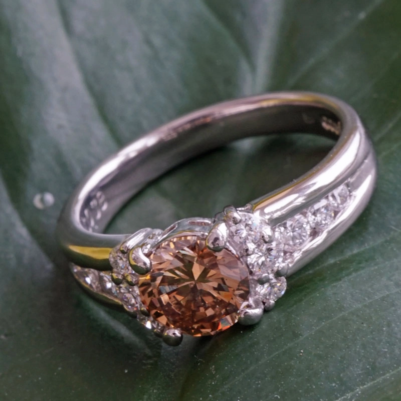 Brillant-Ring-braun-900er-Platin-1.06ct-0.38ct