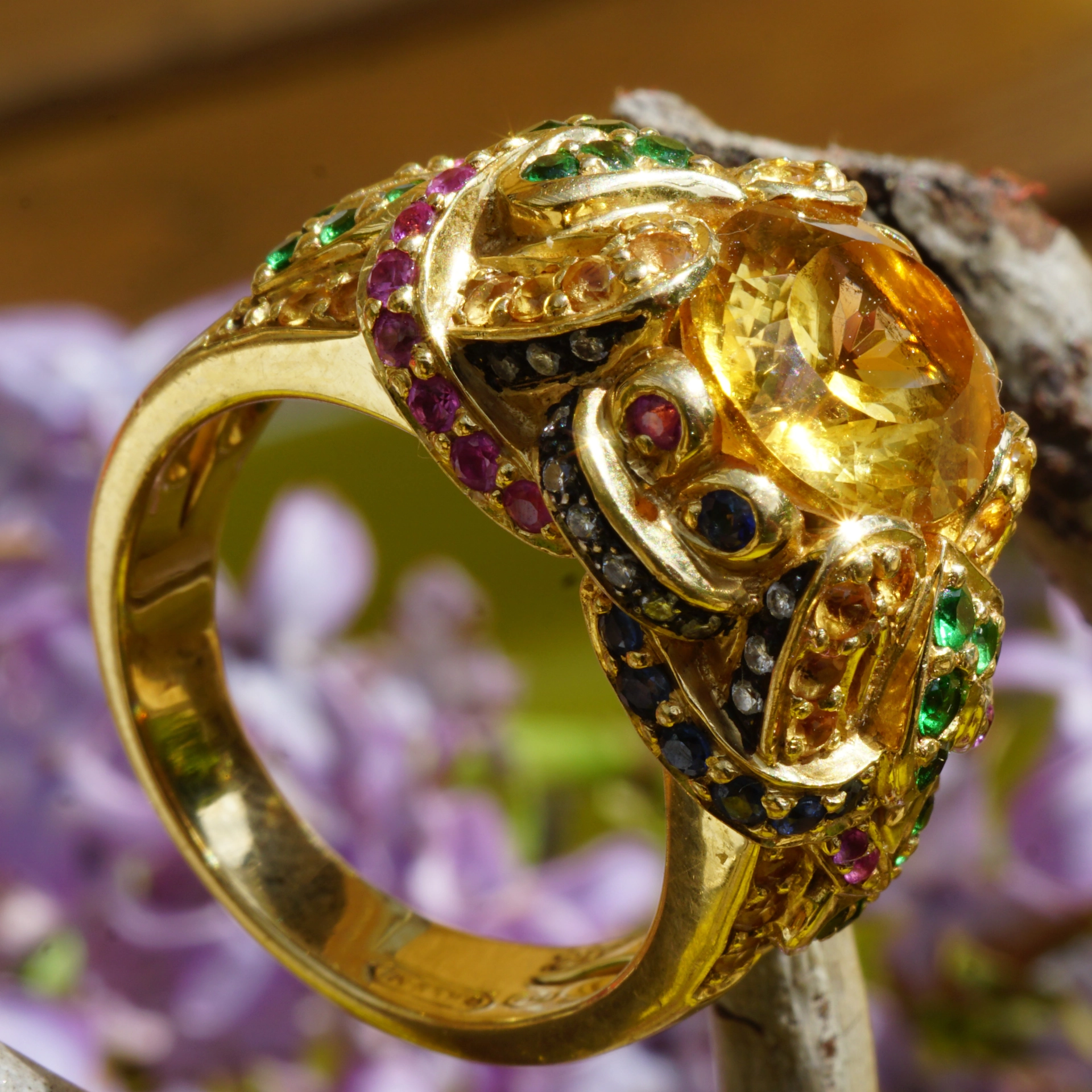 Edelstein Brillant Ring 750er Gelbgold...Phantasia....märchenhaft gestaltet....m. Meisterpunze