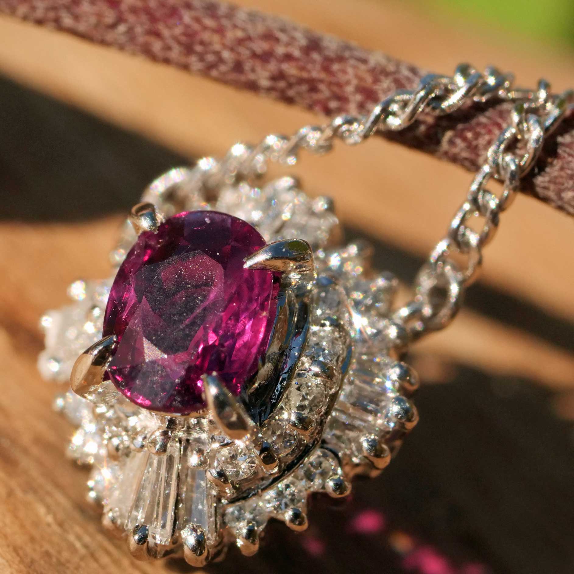 Rubin Solitär Brillant Petit Collier 0.46 1.27 ct 850er Platin TOP Qualität 