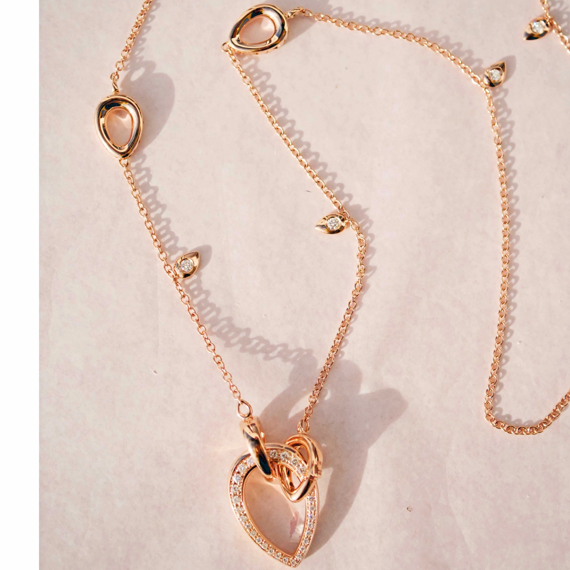 Brillant Collier 750er Rosegold 0.71 ct TW VS ...Bella Italia...hochwertige moderne Kette in 74 cm